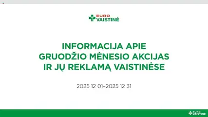 EUROVAISTINĖ parduotuvės leidinio Leidinys - Informacija apie gruodžio mėnesio akcijas ir jų reklamą vaistinėse galiojančio nuo 2025.12.01 peržiūra