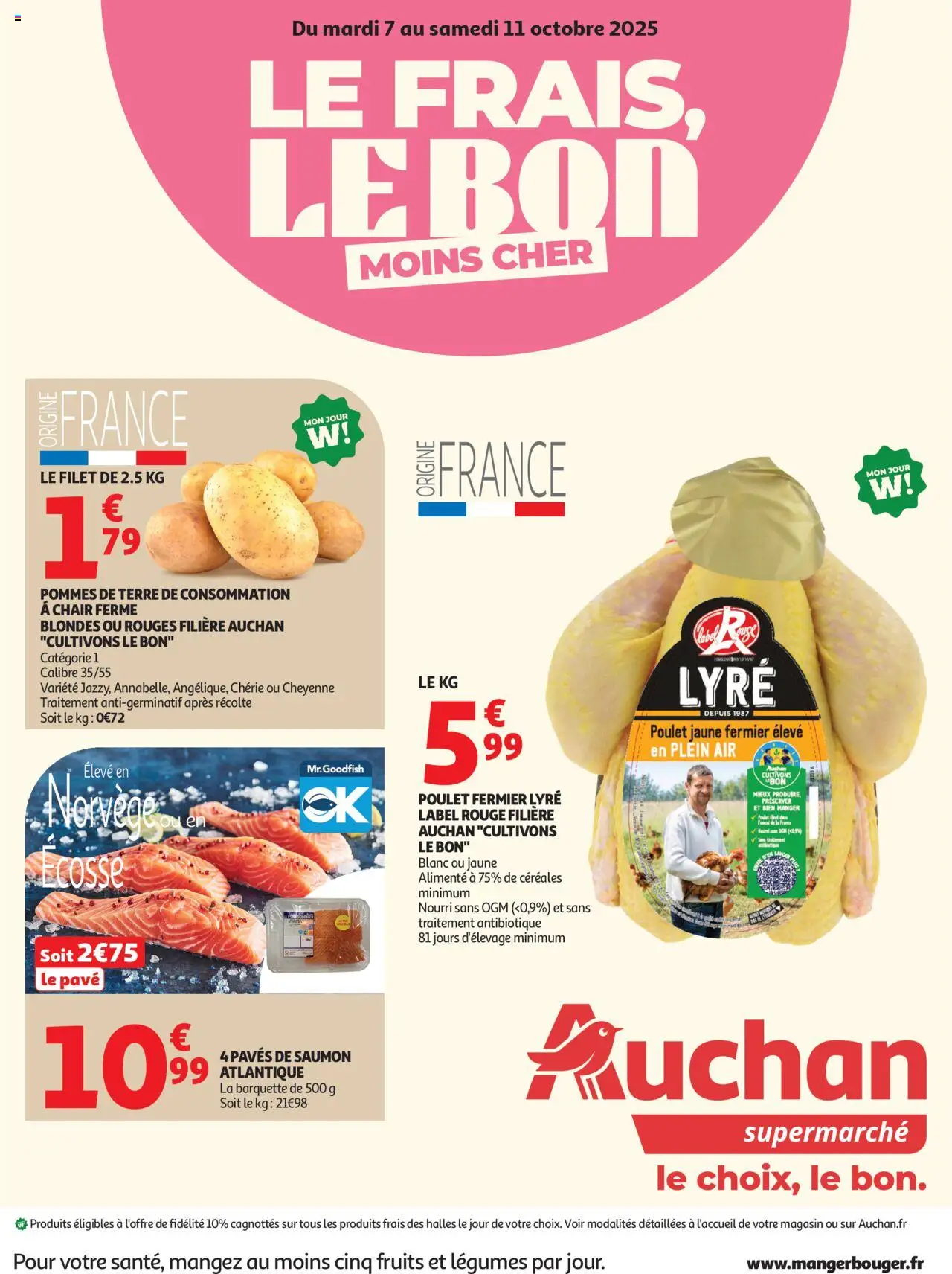 Auchan shop Le frais, le bon moins cher geldig vanaf 07/10/2025 - Paginanummer 1