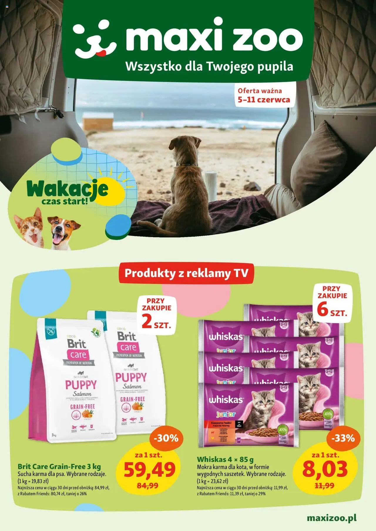 Maxi Zoo Gazetka od 05.06.2025 - Nowa Gazetka - Numer strony 1 - Karma, Whiskas