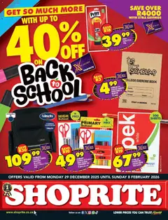 Preview of Shoprite flyer valid from 29/12/2025