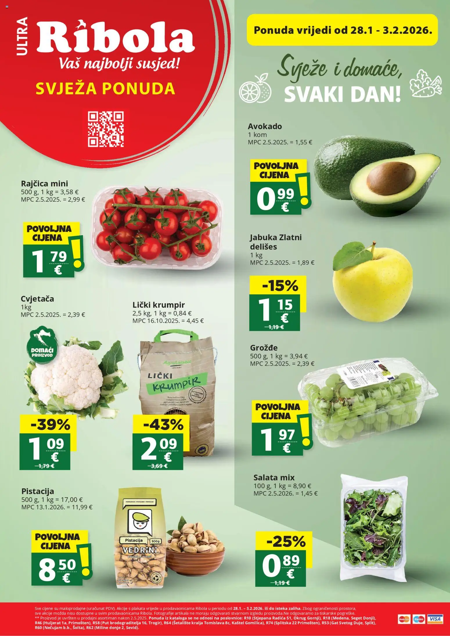Pregled letka Svježa ponuda trgovine Ribola vrijedi od 28.01.2026