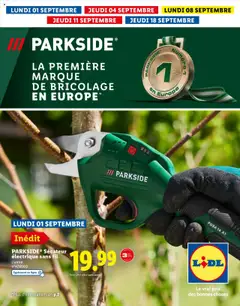 Prévisualisation de Catalogue Parkside du magasin LIDL formulaire valide 01/09/2025