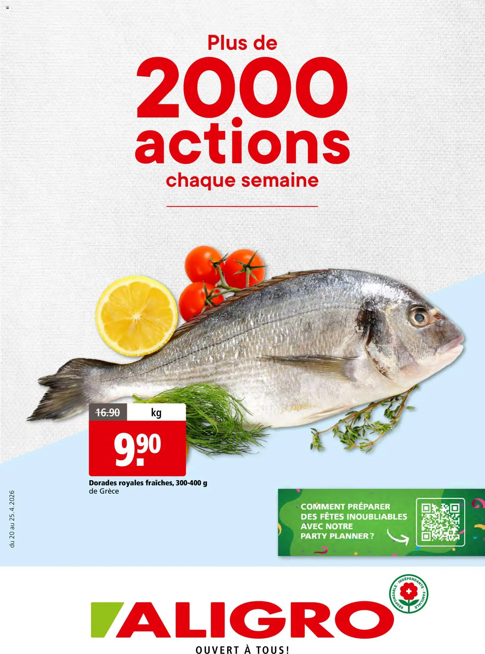 Vorschau des Merkblatts Aligro aktionen 2000 Chavannes, Matran, Genève, Sion vom Shop Aligro gültig von 20.04.2026 bis 25.04.2026