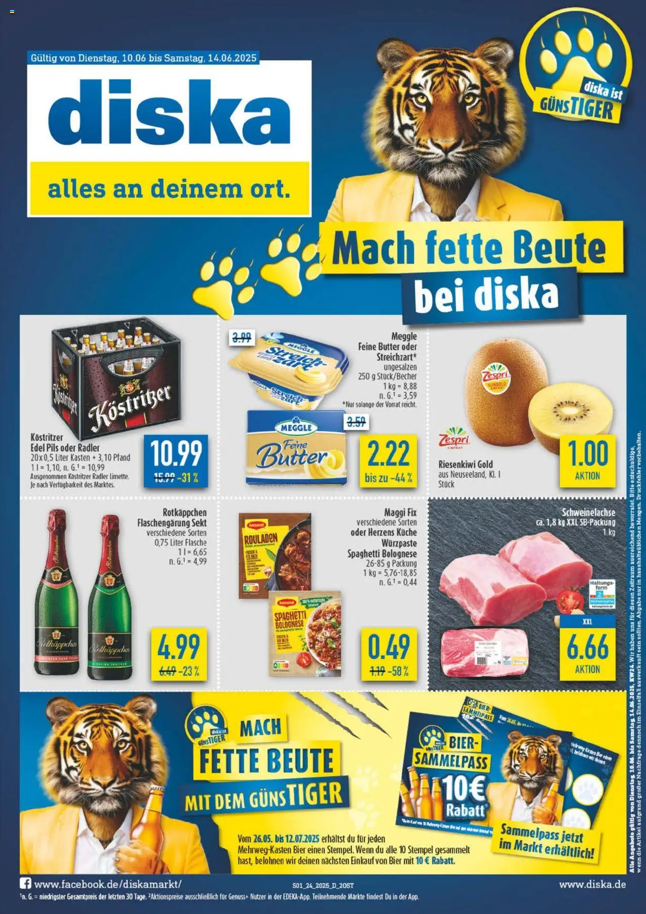 Diska Prospekt (vom 10.06.2025 - 14.06.2025) - Butter, Küche, Spaghetti, Maggi, Rotkäppchen, Radler, Pils, Kostritzer