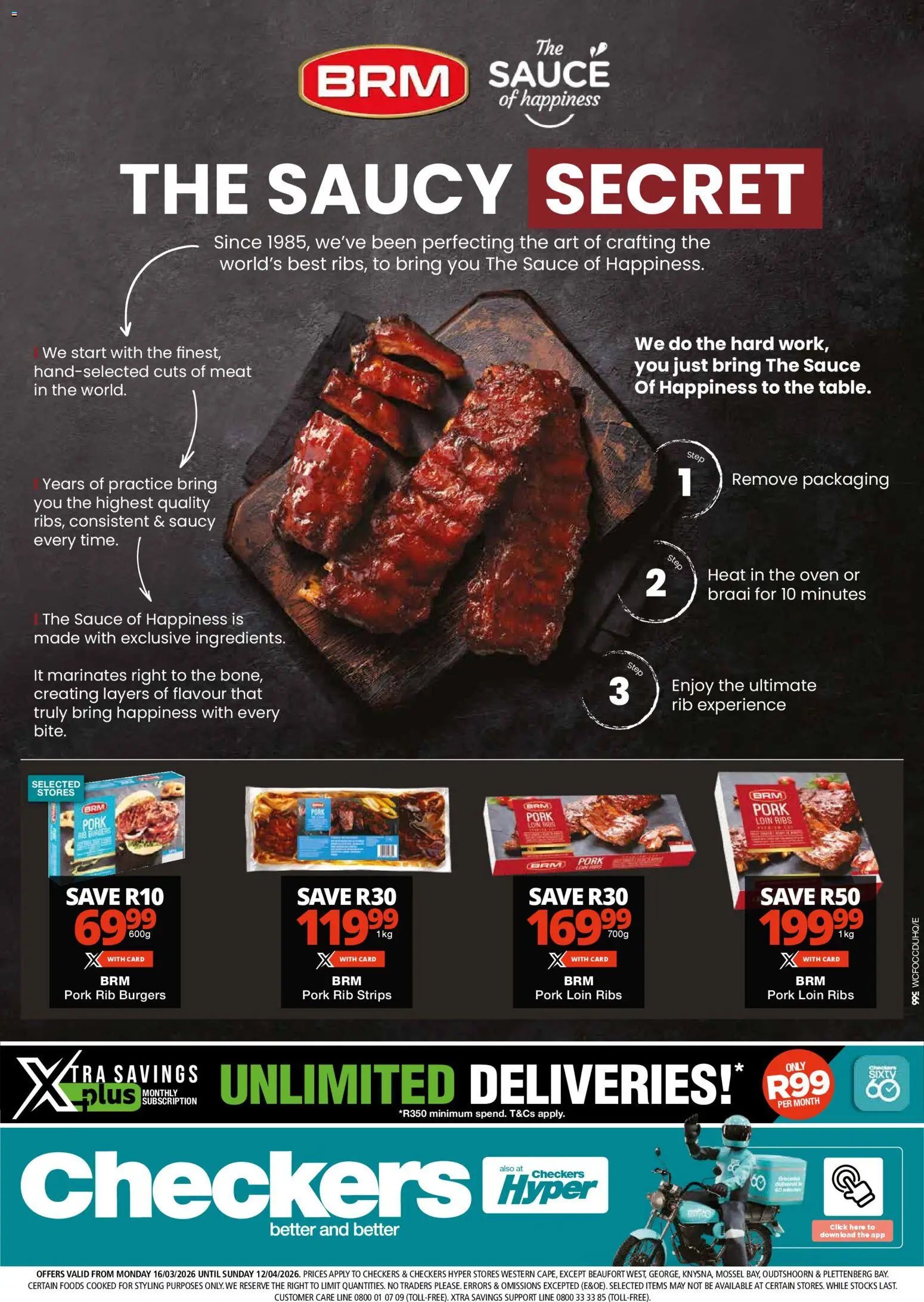 Preview of Checkers flyer valid from 16/03/2026 - Burgers, Art, Oven, Ribs, Ingredients, Pork, Sauce