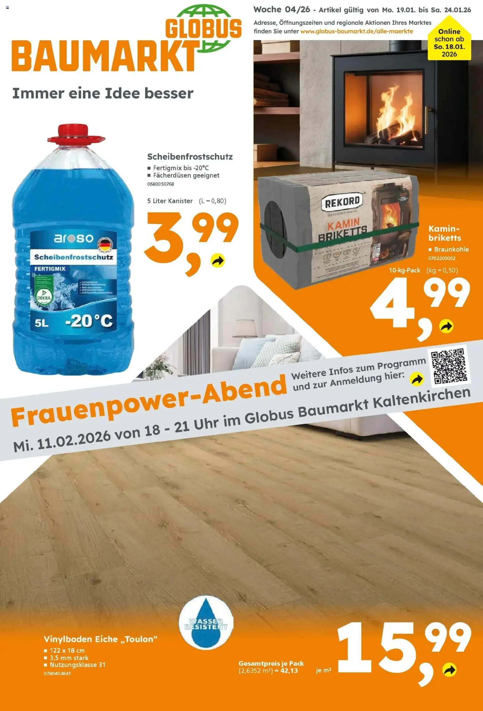Vorschau von dem Prospekt des Geschäftes Globus Baumarkt, gültig ab dem 19.01.2026 - Uhr, Wasser, Kamin