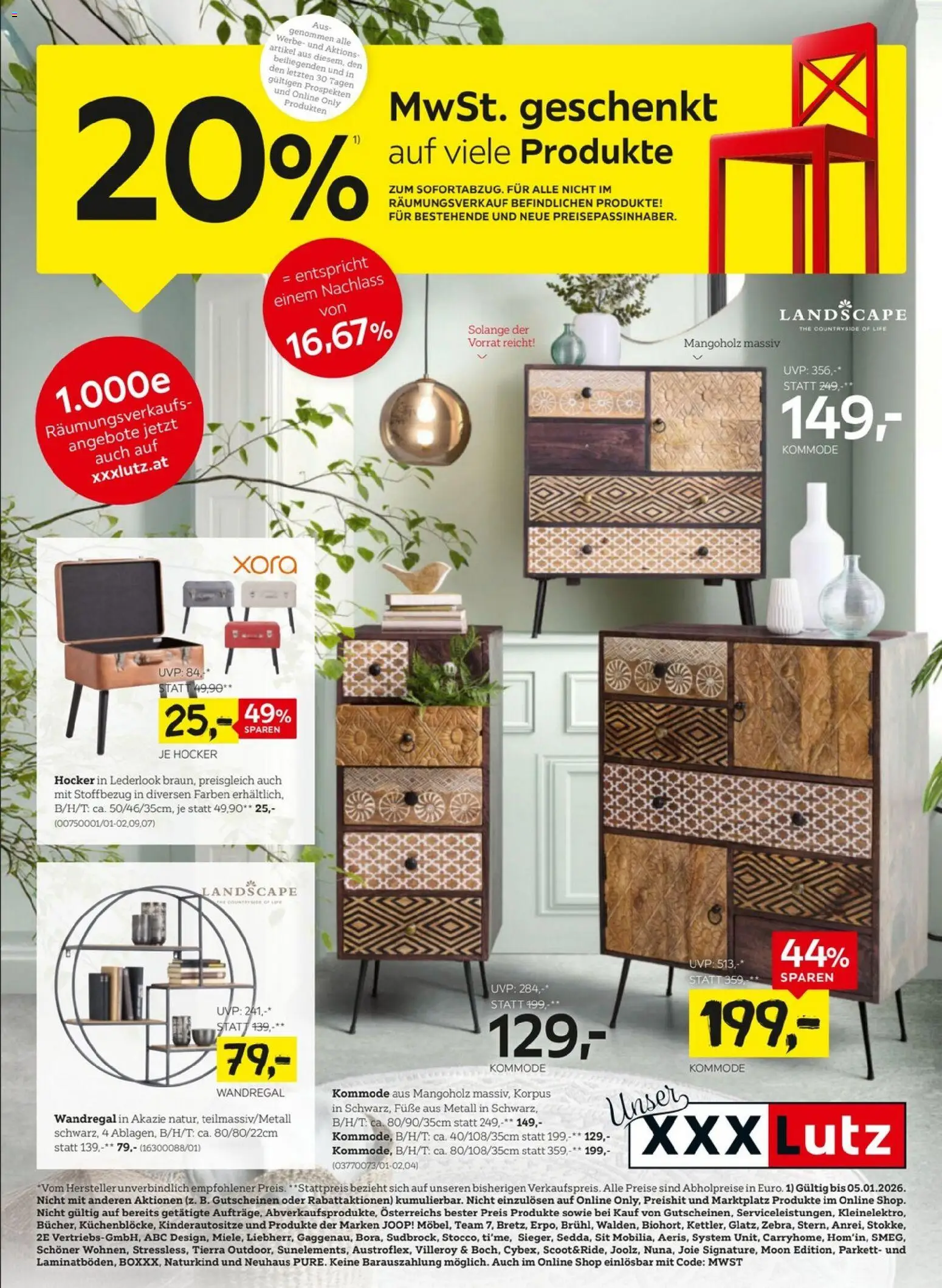 Vorschau der Angebote: XXXLutz Räumungsgutscheine gültig ab 29.12.2025