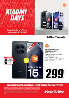 Anteprima dell'opuscolo Volantino Xiaomi Days dal negozio Media World valido da 15/01/2026