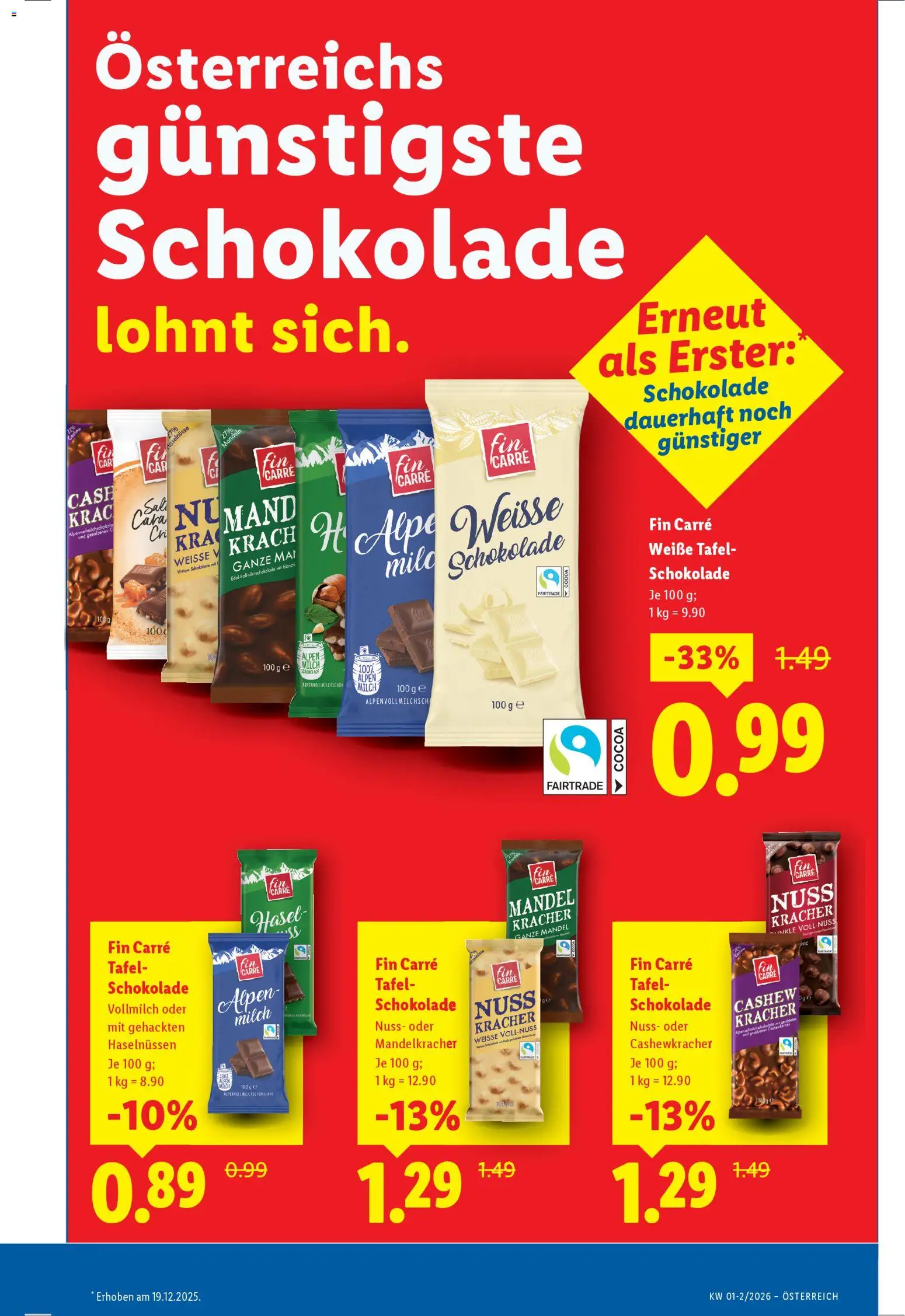 Vorschau der Angebote: Lidl Österreichs günstigste Schokolade gültig ab 27.12.2025