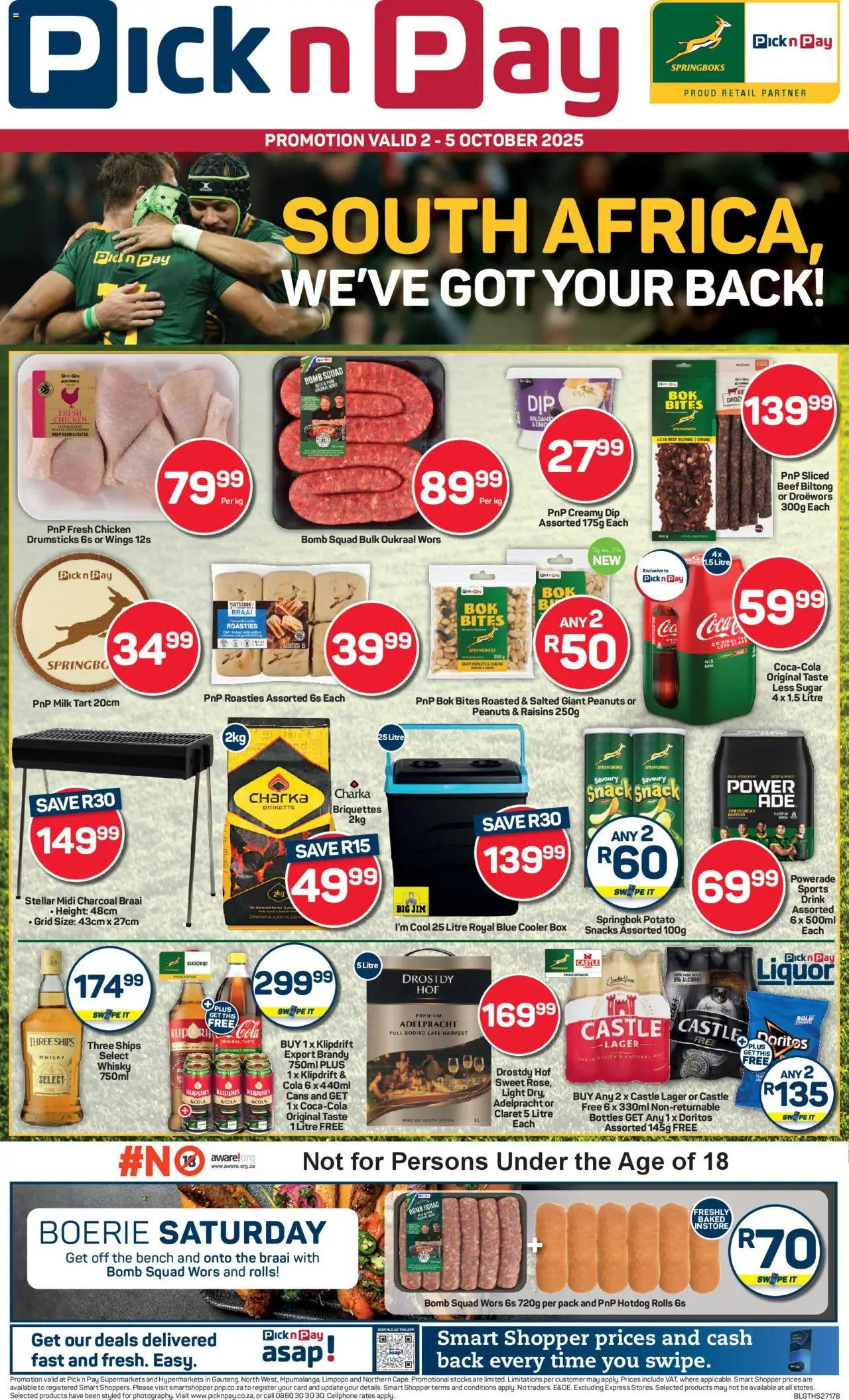 Pick n Pay Inland provinces - Rugby Weekend Specials from 02/10 - 05/10/2025 > Promotions