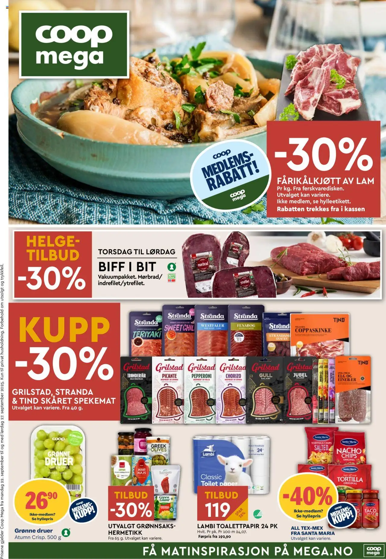 Kundeavis Coop Mega gyldig fra 22/09/2025 - Sidenummer 1