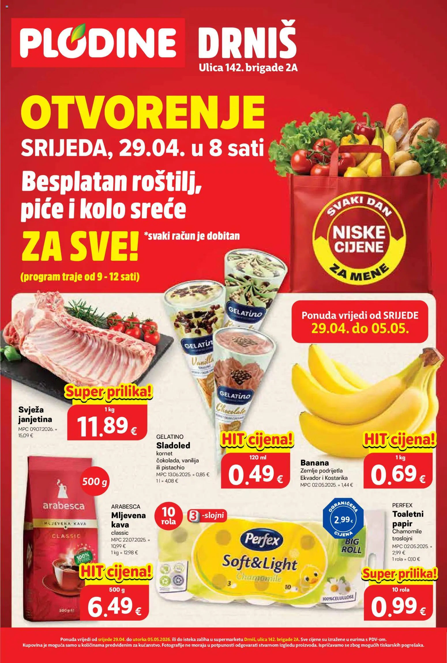 Pregled letka Plodine Otvorenje Drniš trgovine Plodine vrijedi od 29.04.2026