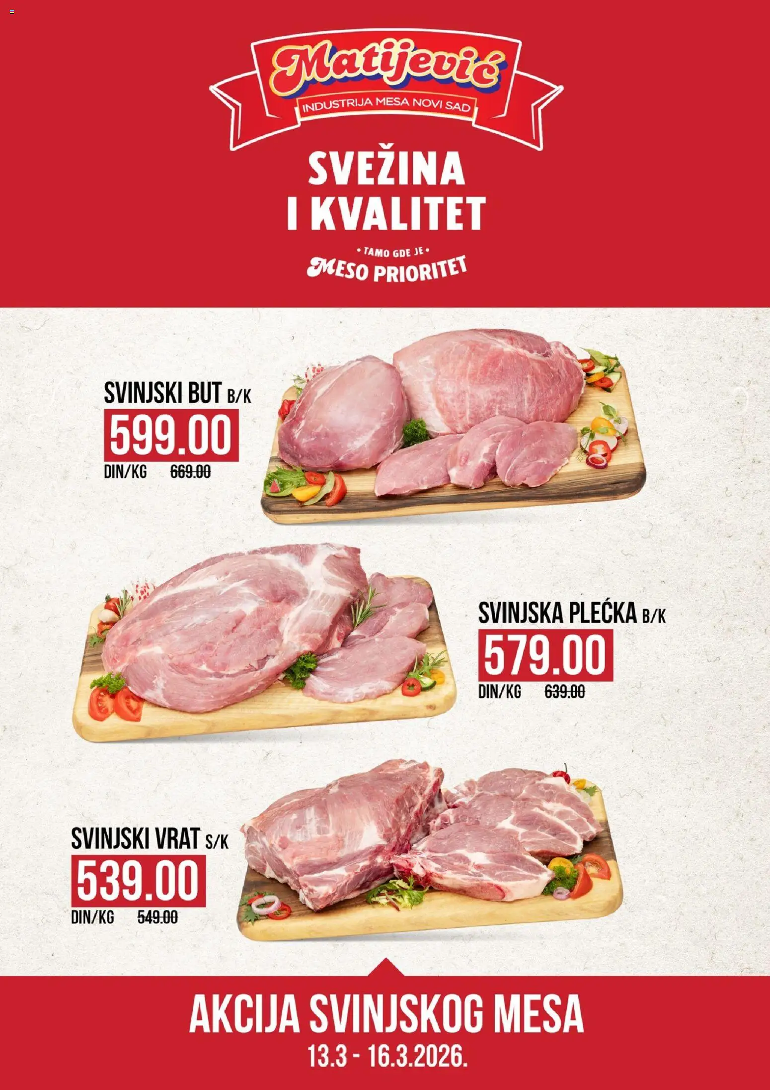 Pregled Matijevic kataloga - važi od 13.03.2026 - Svinjski vrat, Svinjski but, Vrat, Svinjska plećka