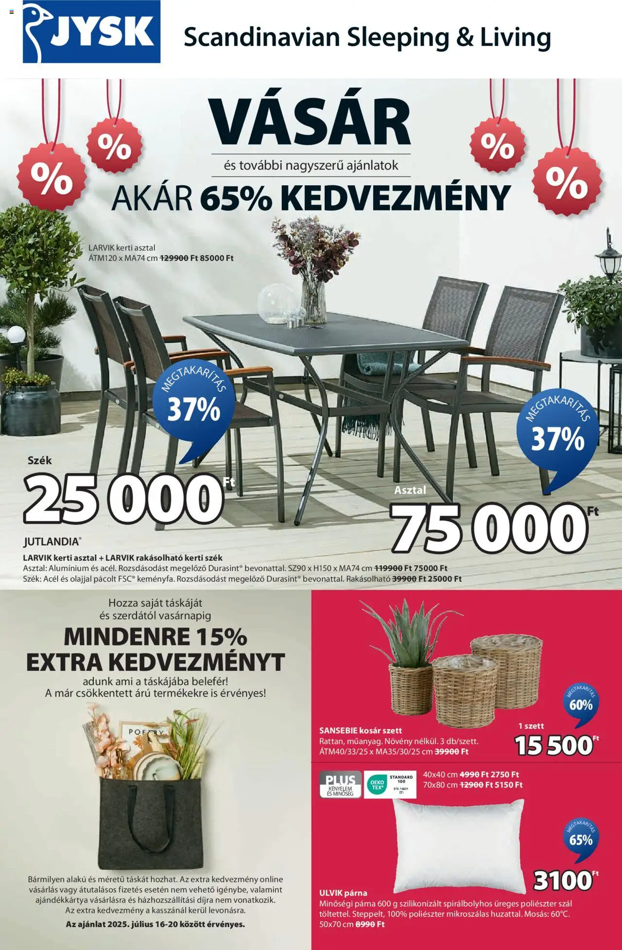 JYSK aktuális szórólap, érvényes 2025.07.16.-től - 1 oldal