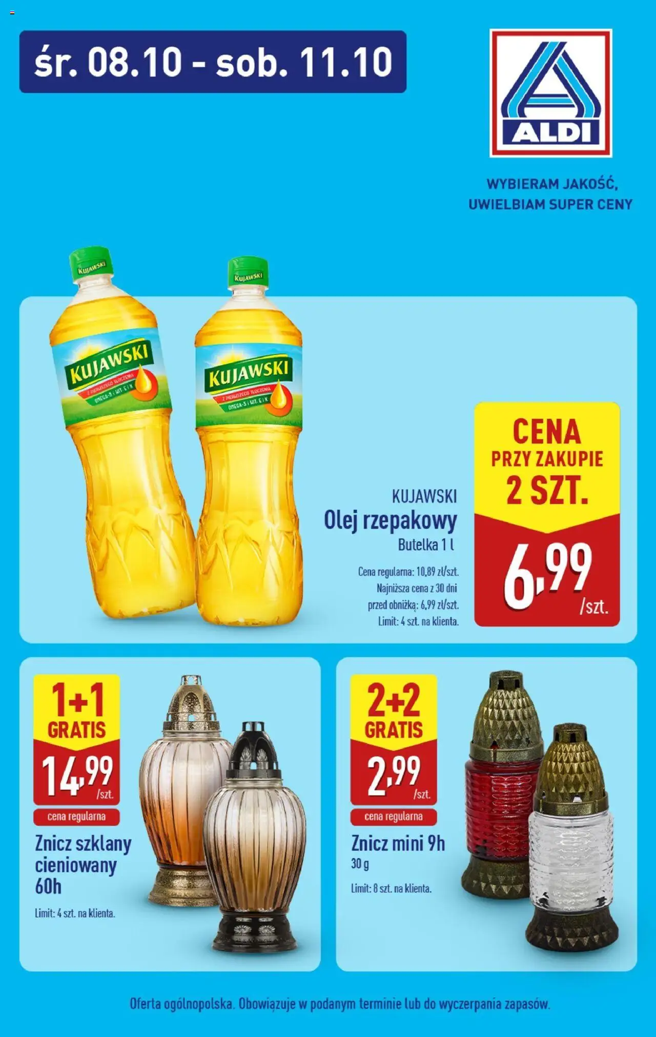Aldi Nowe promocje od 08.10.2025 - Nowa Gazetka - Numer strony 1 - Olej, Olej rzepakowy