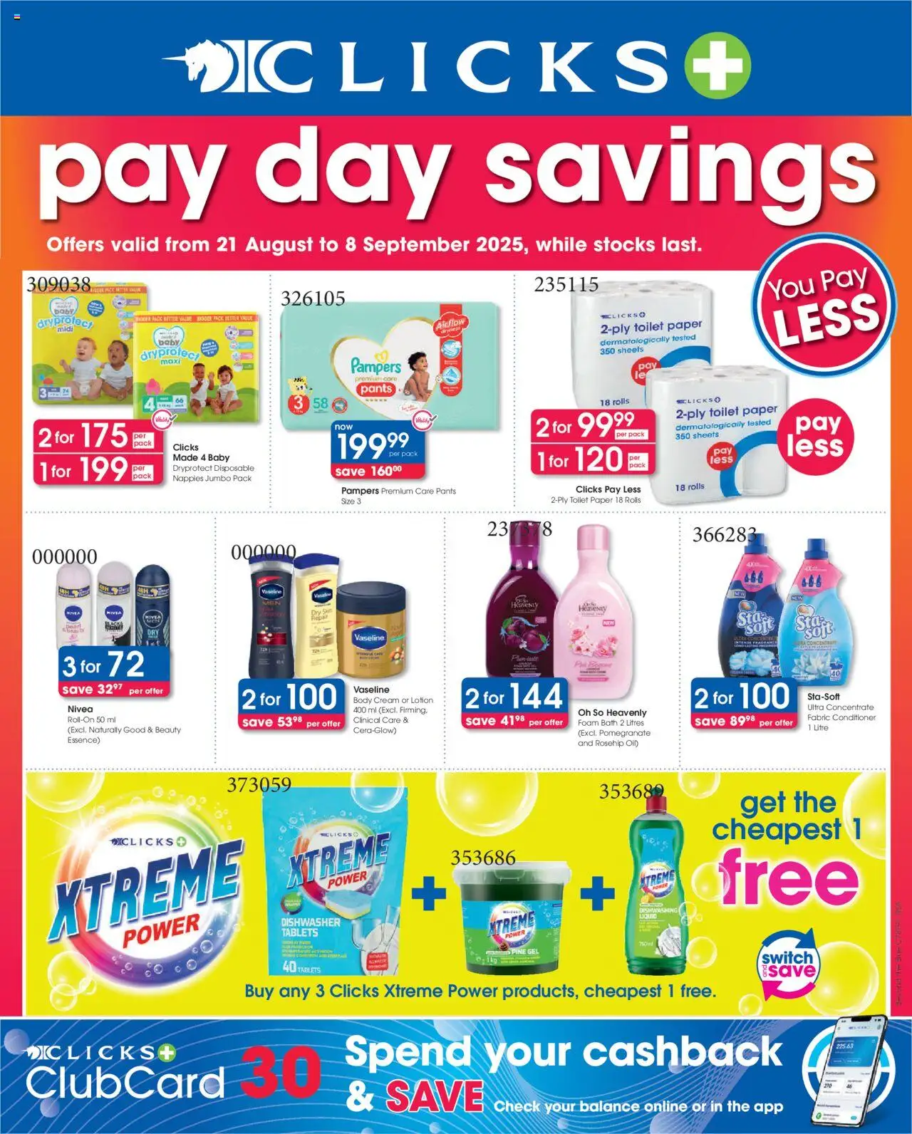 Clicks Pay Day Savings from 21/08 - 08/09/2025 > Promotions