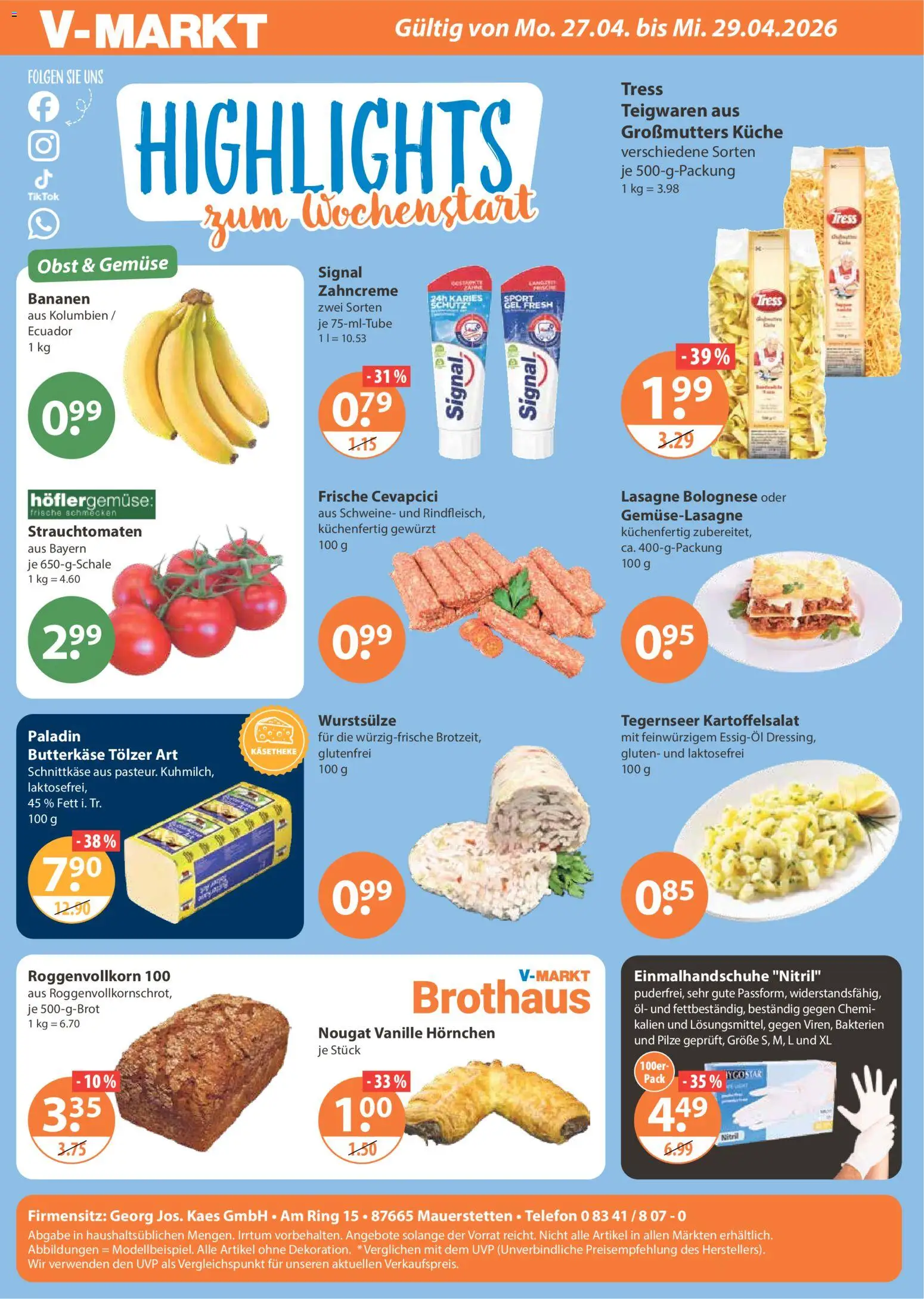 Vorschau von dem Prospekt des Geschäftes V-Markt, gültig ab dem 27.04.2026 - Telefon, Küche, Cevapcici, Öl, Gemüse, Bananen, Obst, Vanille