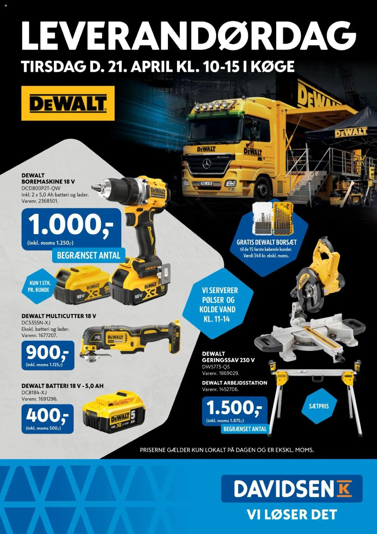 Eksempel på tilbudsavis Davidsen - Leverandørdag Dewalt Køge fra butik Davidsen gyldig fra 21/04/2026
