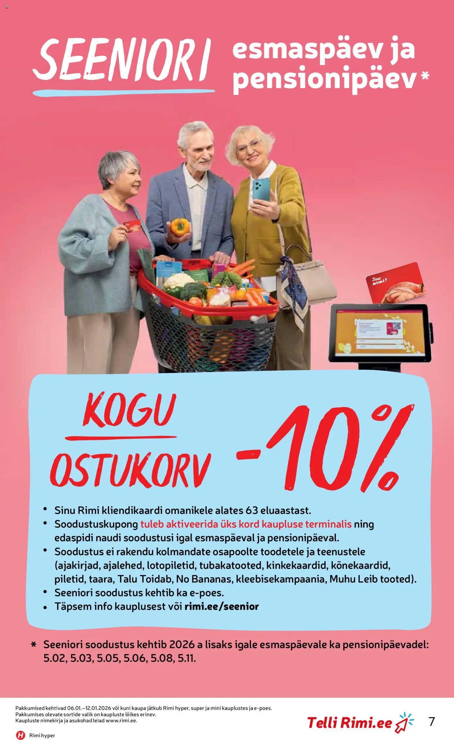 Rimi kliendilehe eelvaade alates 2026.01.06