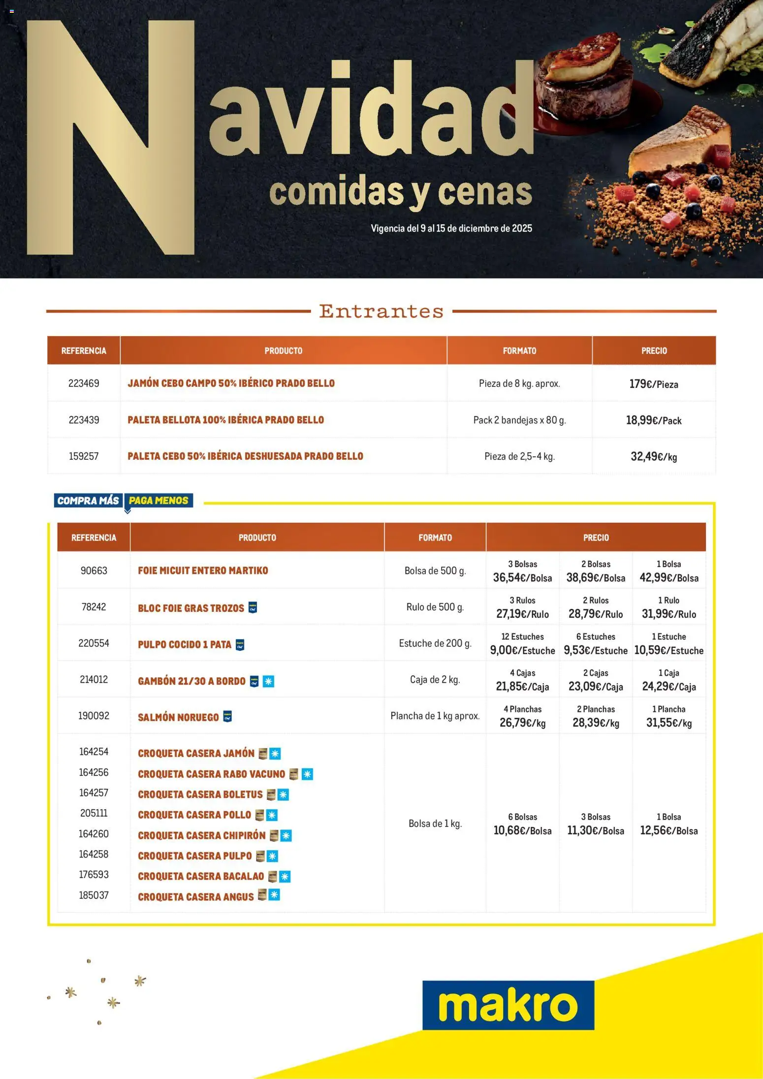Vista previa del folleto de la tienda Makro válido desde el 09/12/2025 - Bolsa, Jamón, Plancha, Caja, Salmón, Pollo