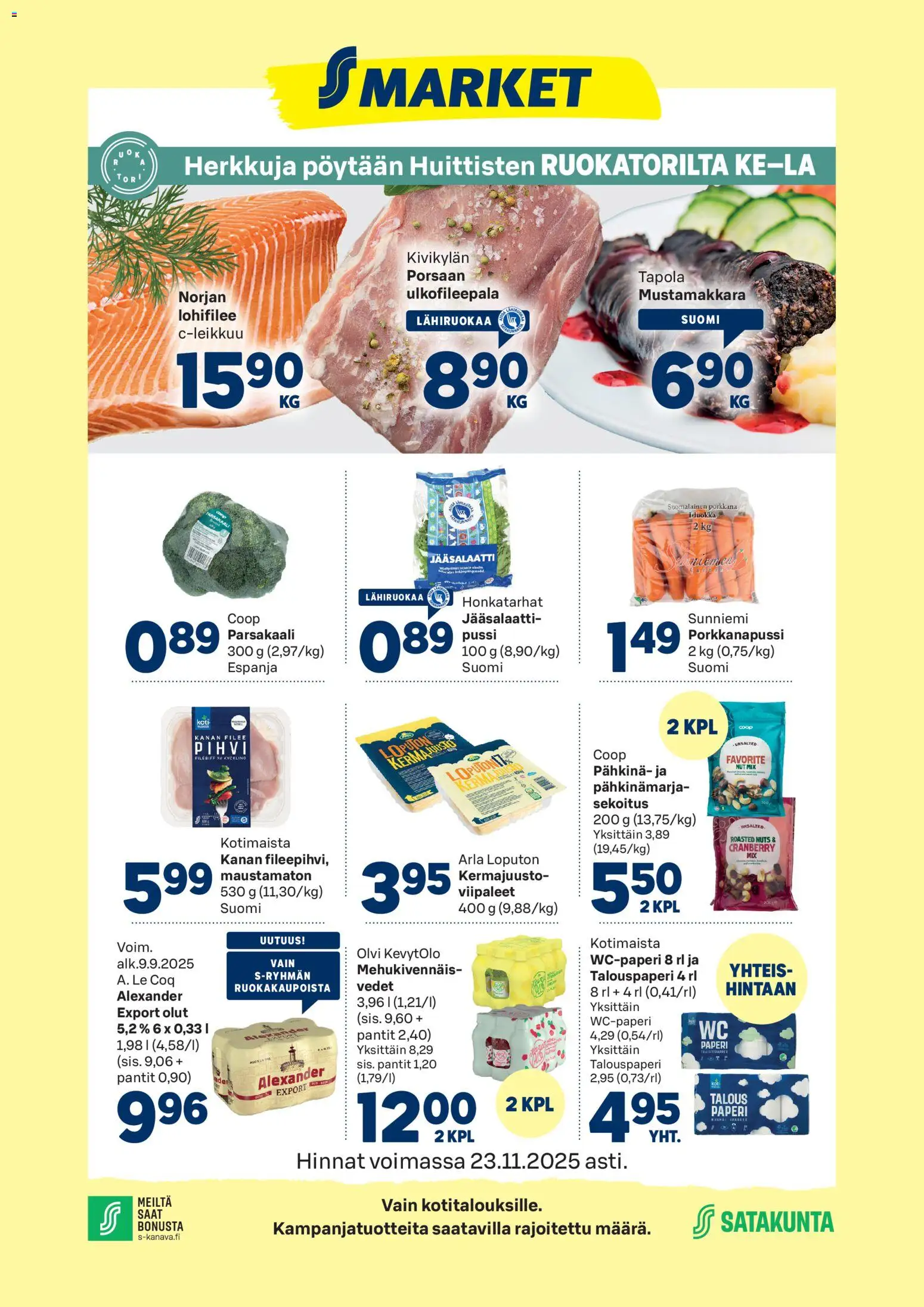 Kaupan S-market Huittinen esikatselu, voimassa 19/11/2025