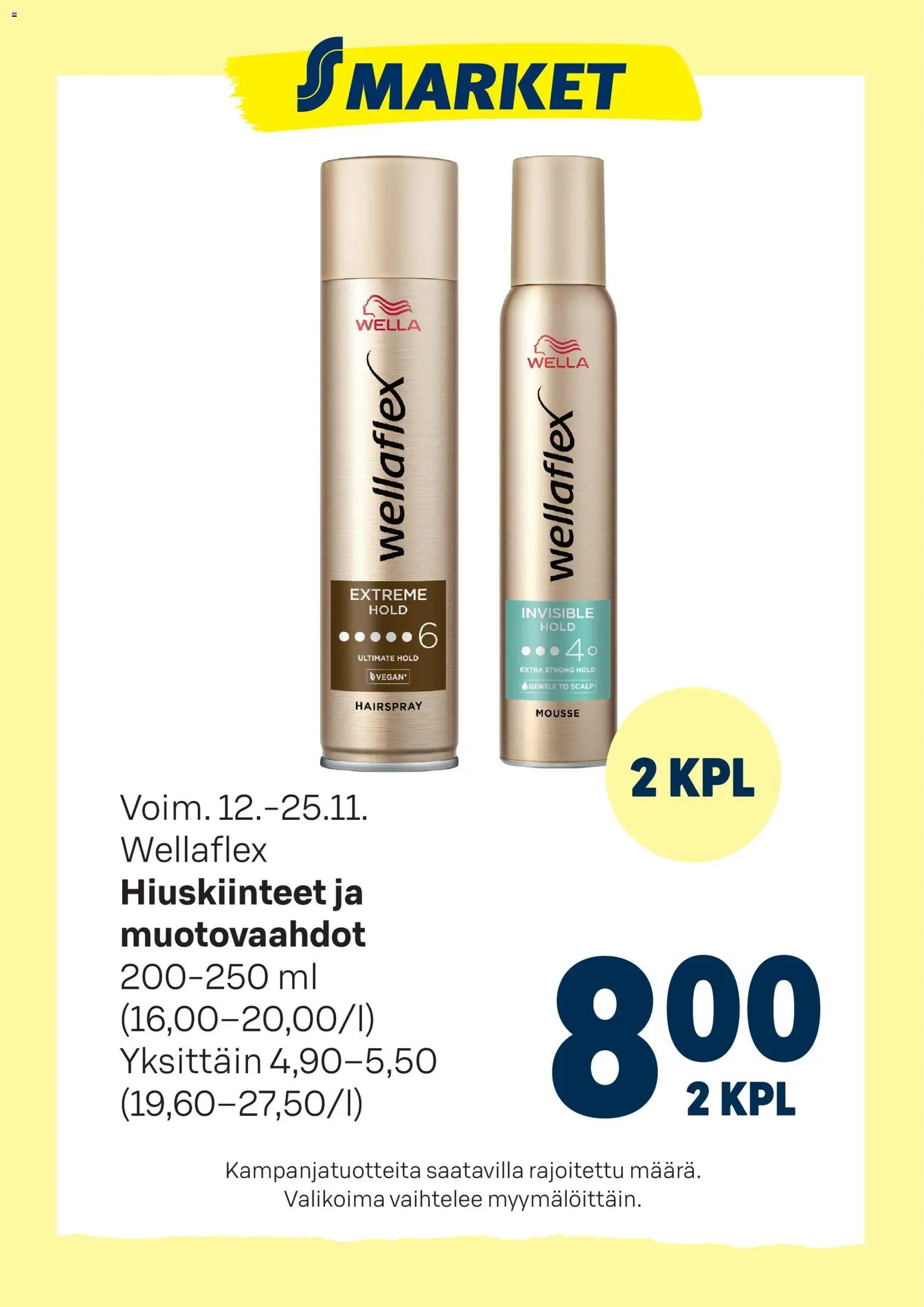 Kaupan S-market Tarjoukset Hiuskiinteet ja muotovaahdot esikatselu, voimassa 12/11/2025