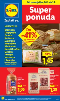 Pregled letka Super ponuda trgovine Lidl vrijedi od 26.01.2026