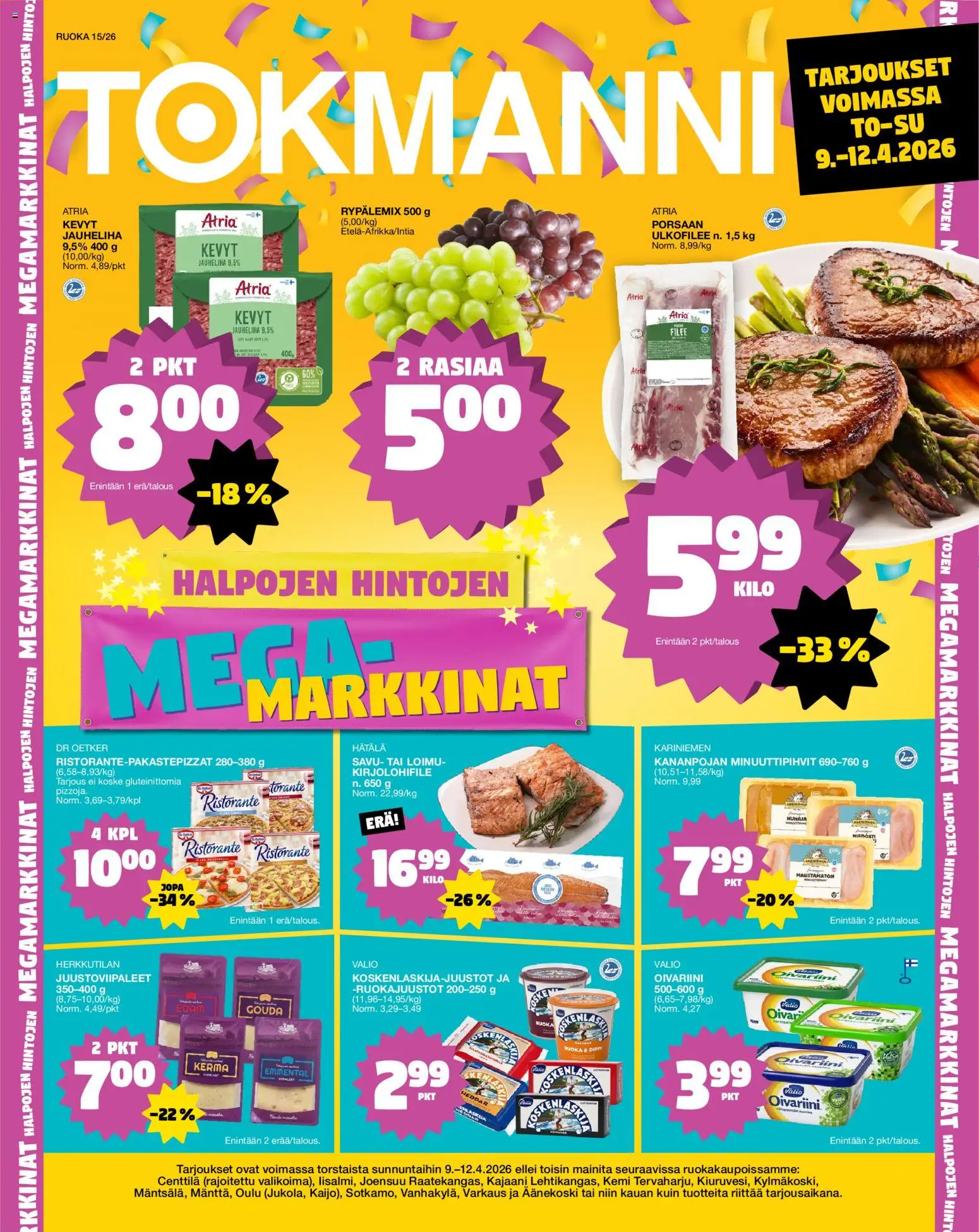 Kaupan Tokmanni Tokmanni ruokatarjoukset esikatselu, voimassa 09/04/2026