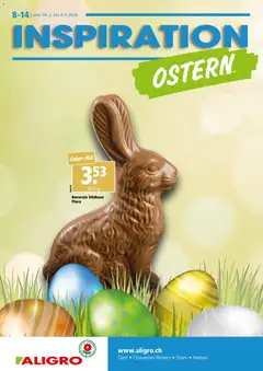 Vorschau des Merkblatts Aktionen Ostern Chavannes, Matran, Genf, Sitten vom Shop Aligro gültig von 16.02.2026 bis 04.04.2026