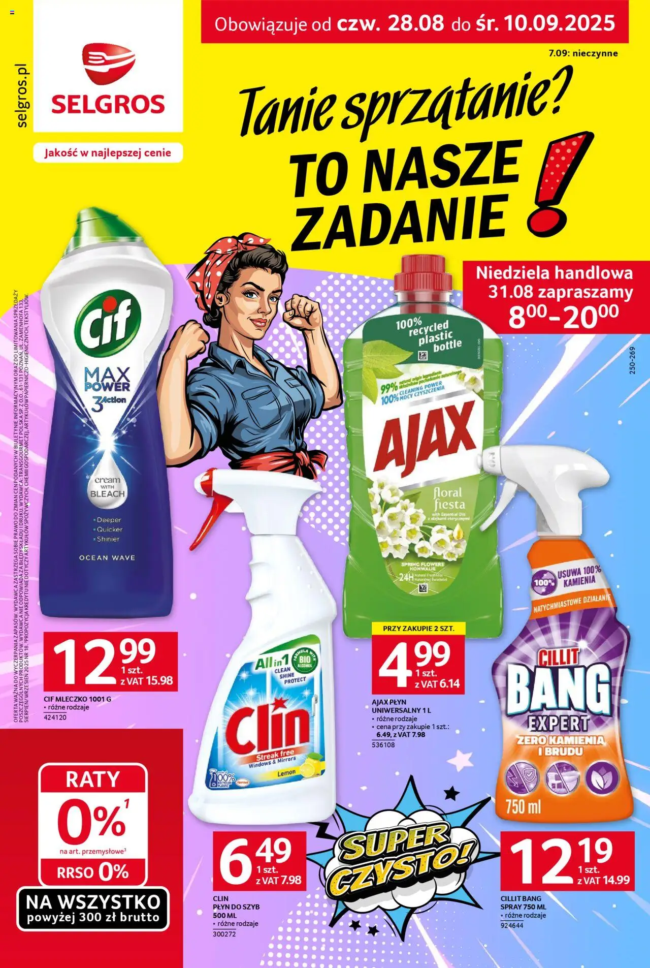 Selgros cash&carry Sprzątanie od 28.08.2025 - Nowa Gazetka - Numer strony 1 - Cillit bang, Płyn do szyb, Cif mleczko