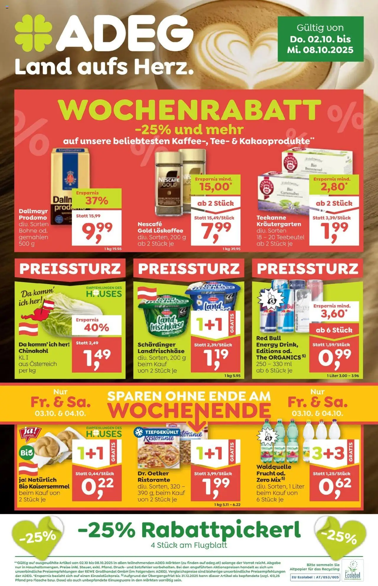  ADEG Vorarlberg ab (02.10.2025 - 08.10.2025) - Seite 1 - Tee, Chinakohl, Bohne