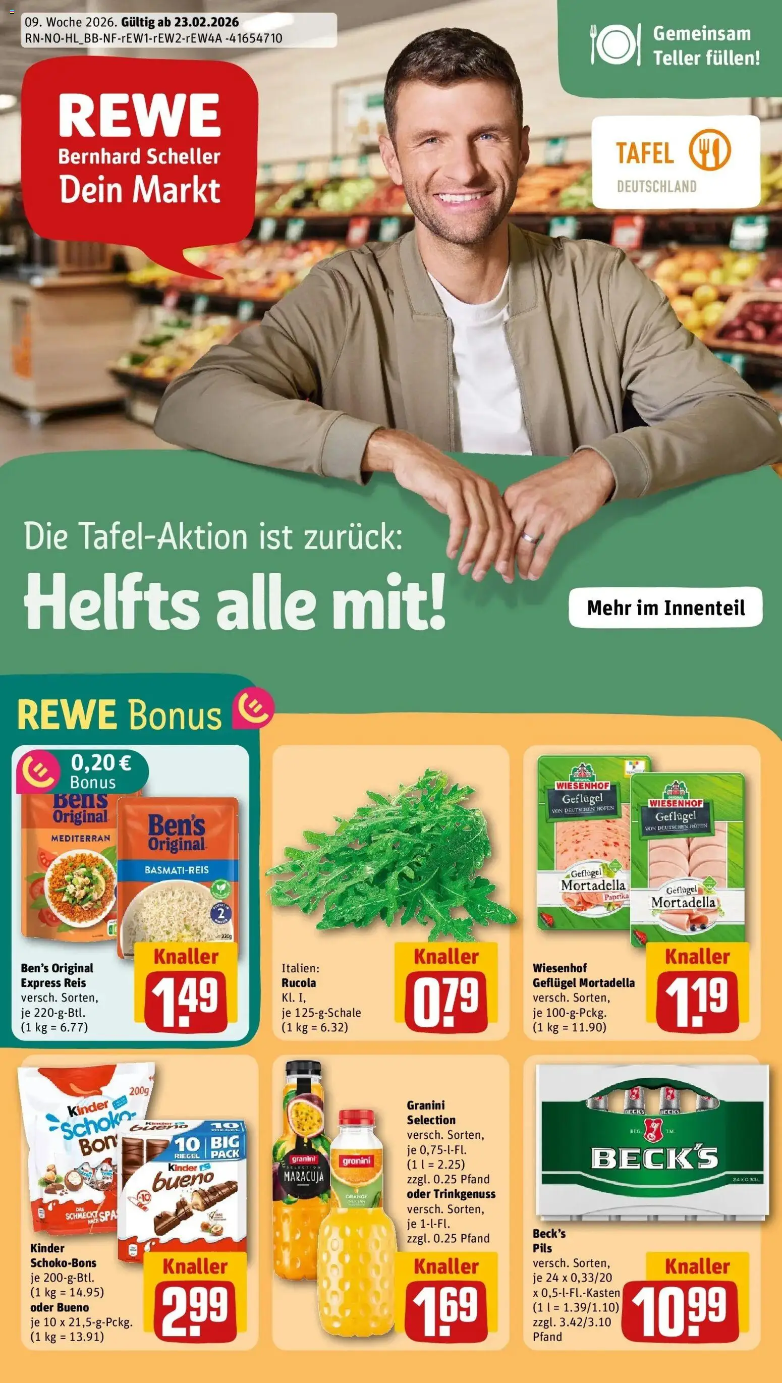 Vorschau von dem Prospekt des Geschäftes Rewe, gültig ab dem 22.02.2026 - Rucola, Paprika, Reis, Basmatireis, Granini, Pils