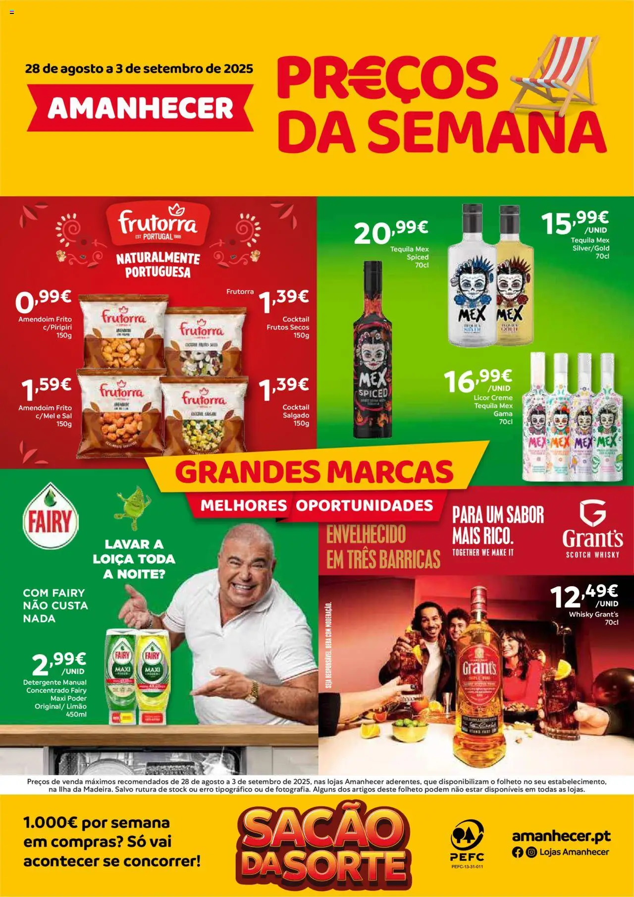 Amanhecer Folheto de 28/08/2025 - catálogo esta semana - página 1 - Whisky, Sal, Tequila, Creme, Frutos secos, Detergente, Licor, Whisky Grant's