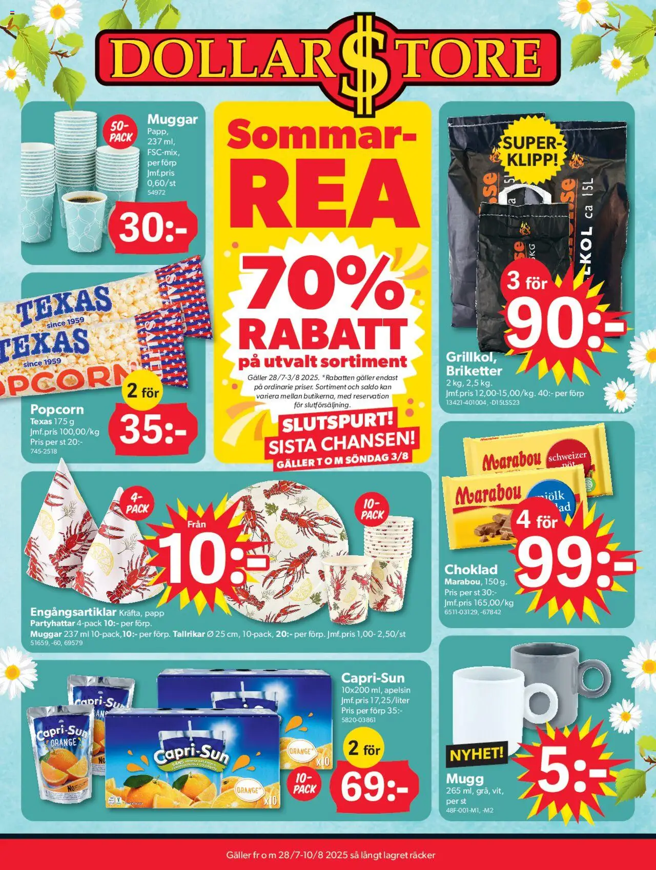 Aktuella reklamblad Dollar Store är giltig 28/07 2025 > Veckans Erbjudanden gäller från 28/07/2025 till 10/08/2025 sidnummer 1