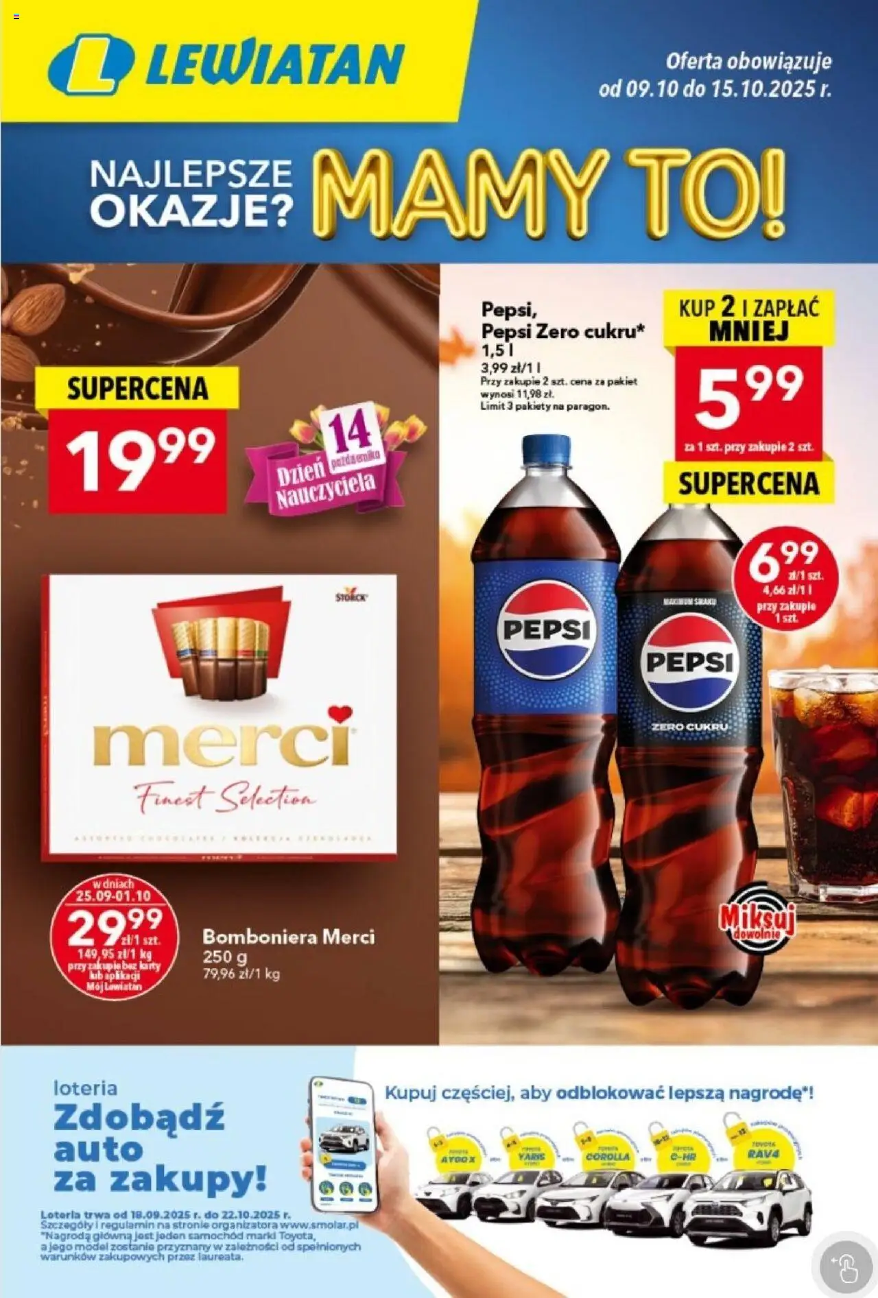 Pogląd gazetki "Gazetka" ze sklepu Lewiatan ważnej od 09.10.2025 - Merci, Pepsi, Pepsi Zero