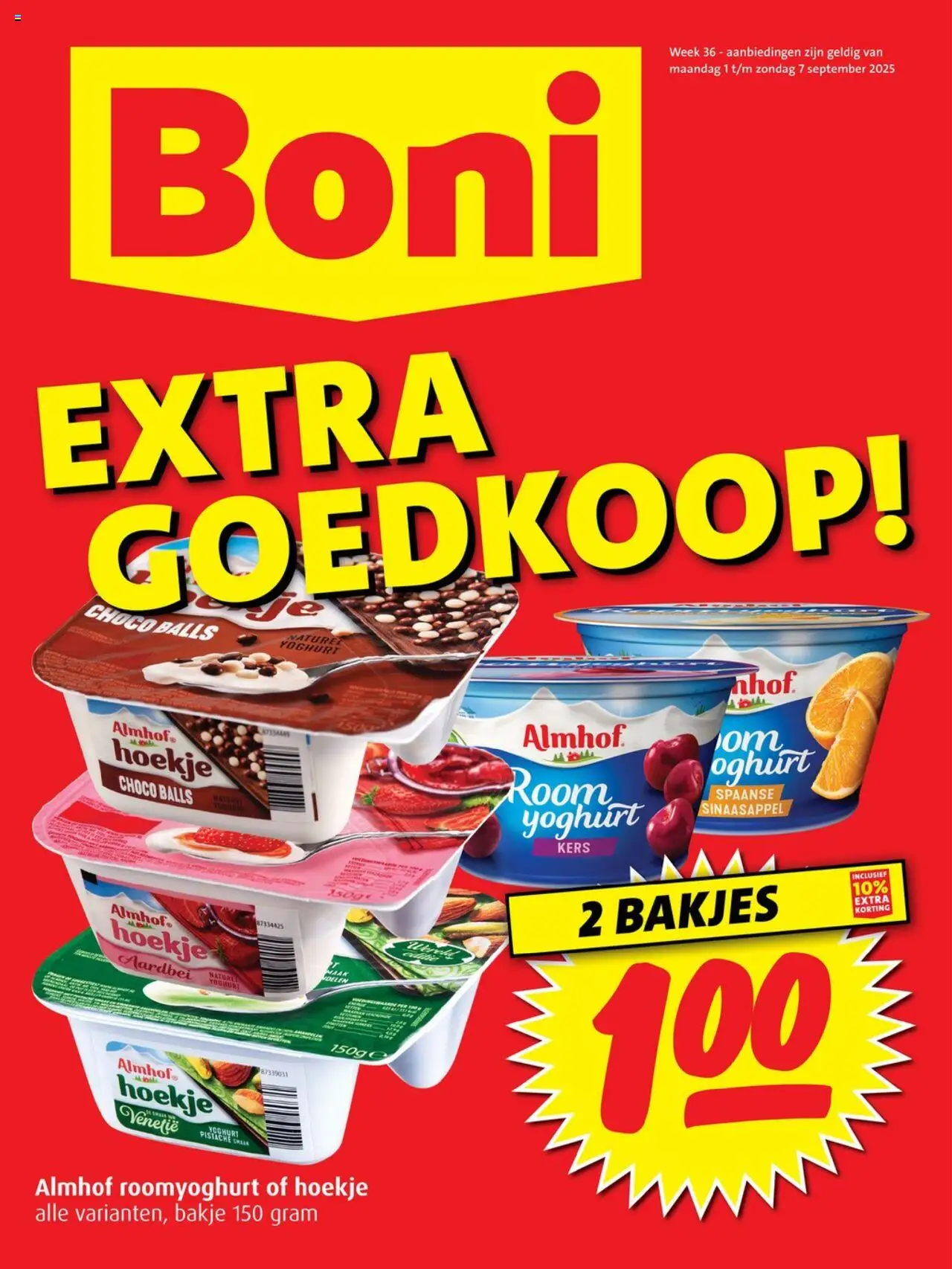 Boni shop Folder week 36 geldig vanaf 01-09-2025 - Paginanummer 1 - Room, Aardbei, Yoghurt