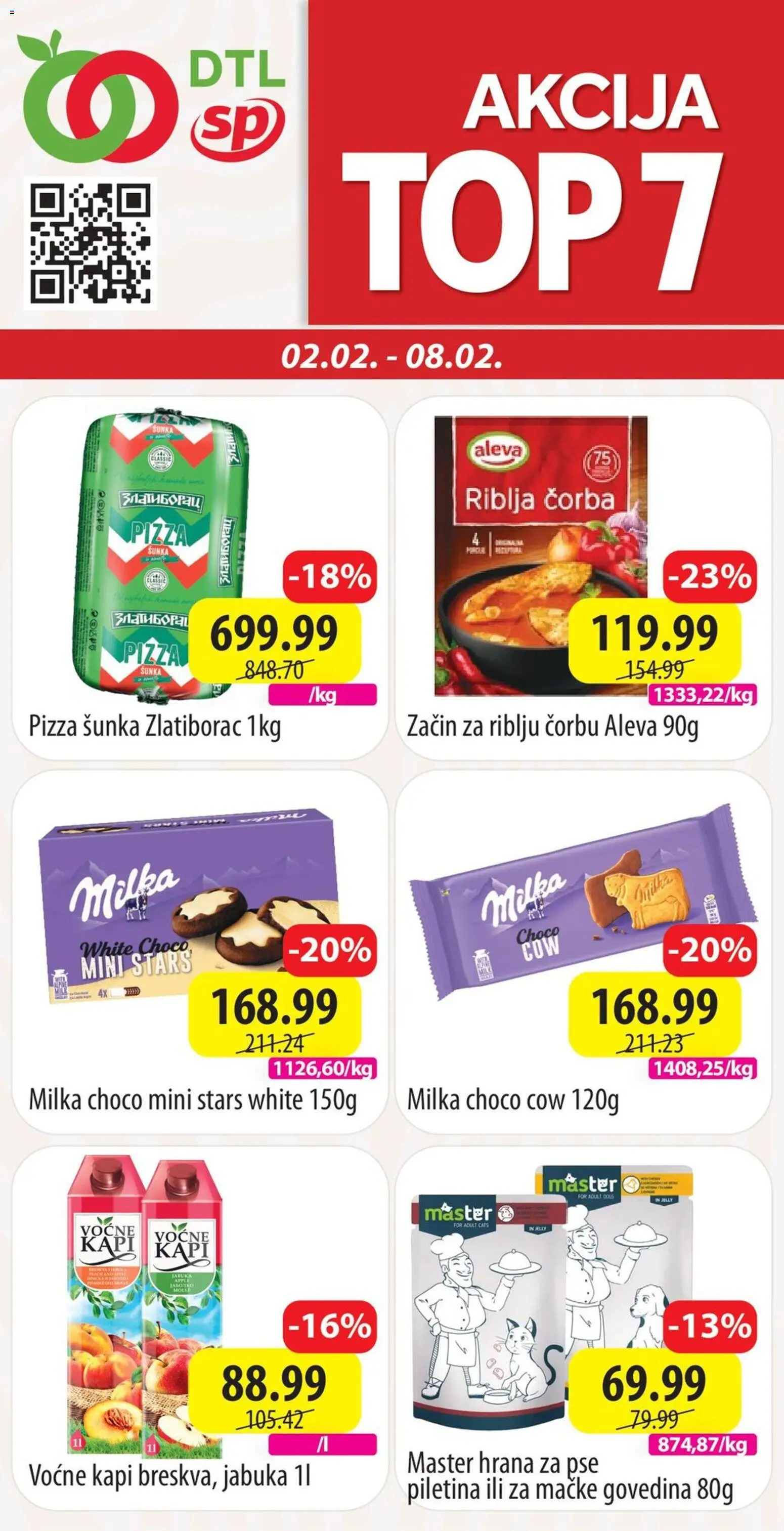 Pregled Senta Promet kataloga - važi od 02.02.2026 - Milka, Hrana za pse, Piletina, Šunka, Govedina, Pizza šunka