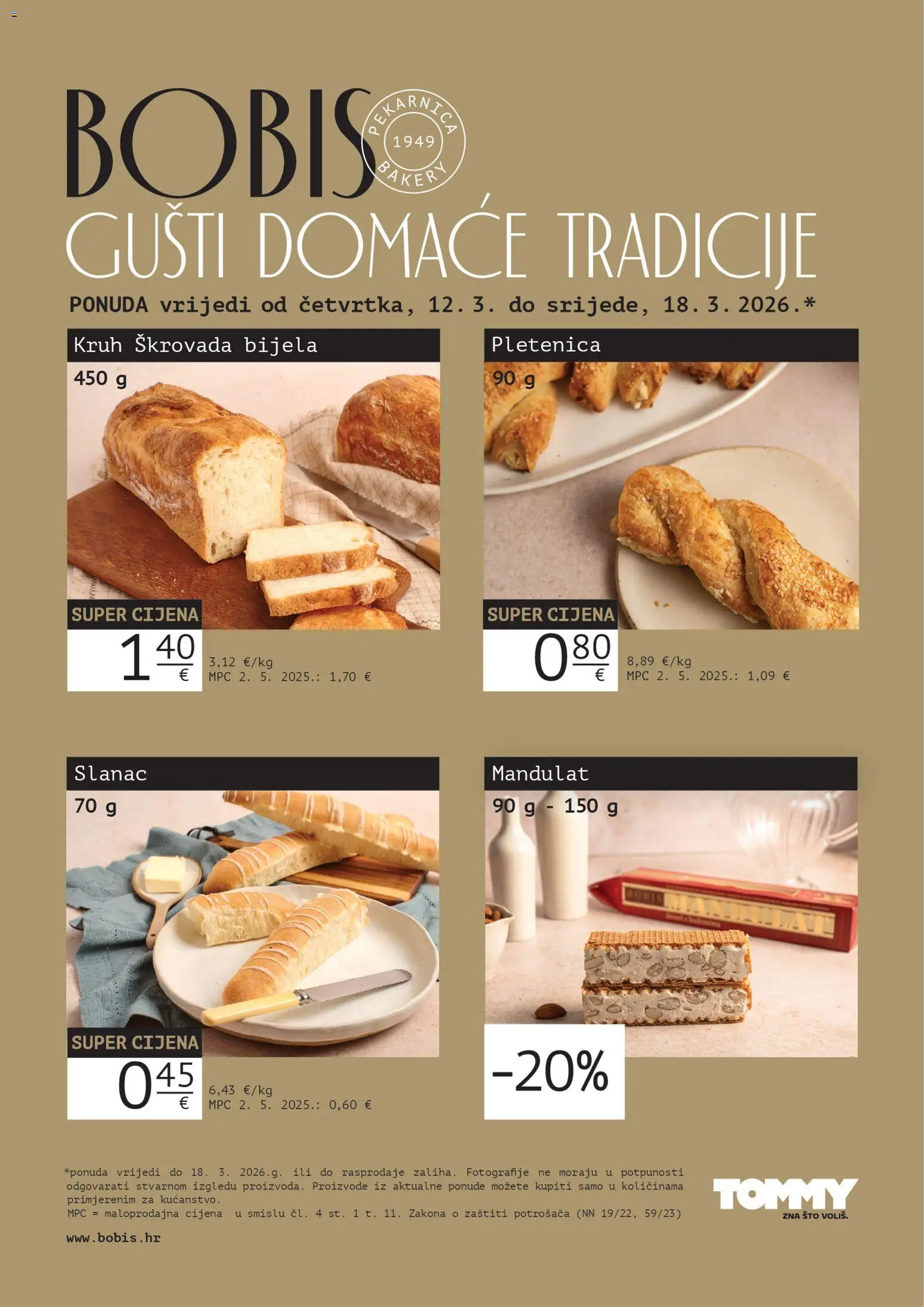 Pregled letka Bobis Super ponuda trgovine Tommy vrijedi od 12.03.2026