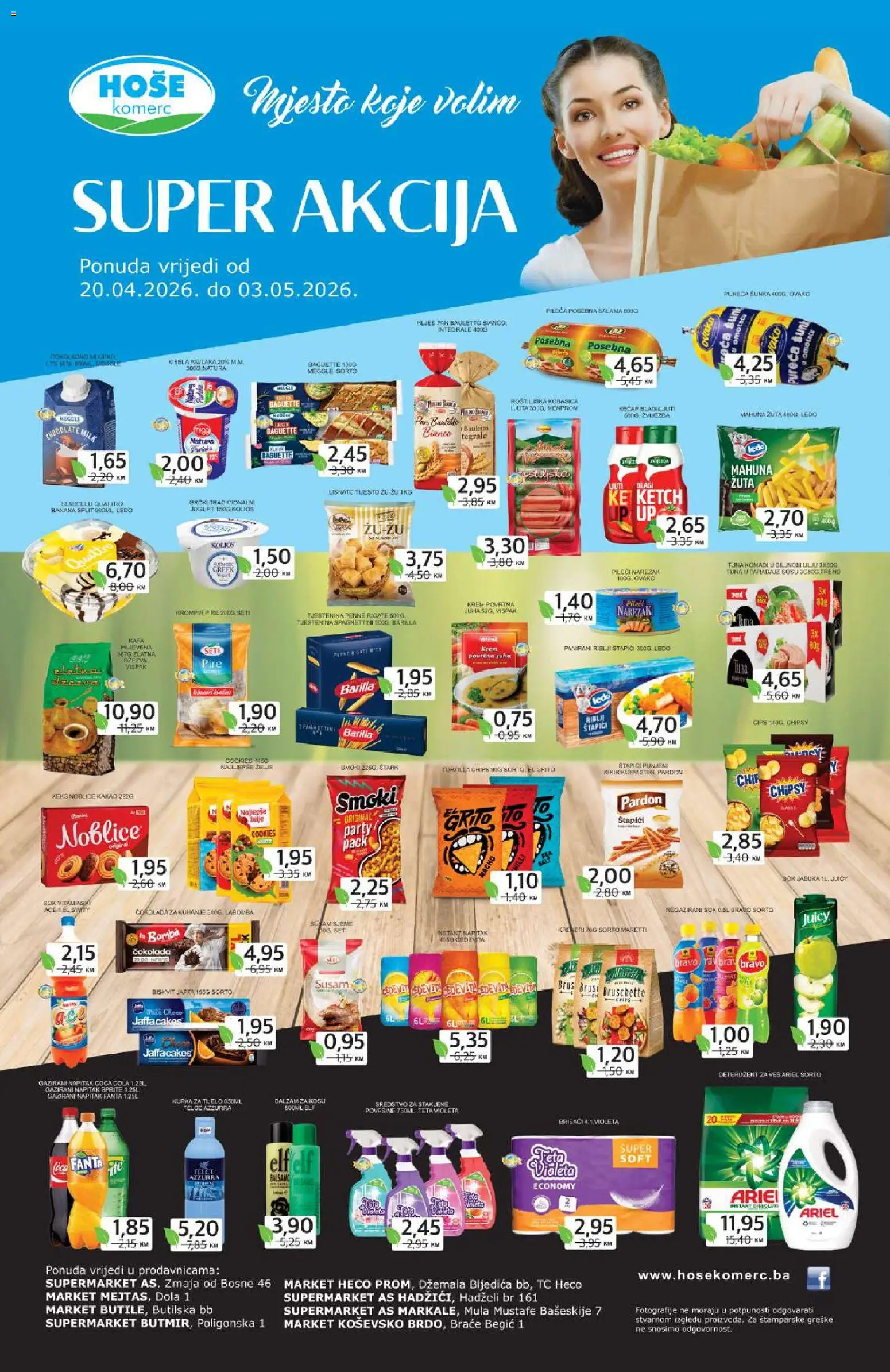Pregled letka Hoše komerc super akcija trgovine Hoše komerc vrijedi od 20.04.2026