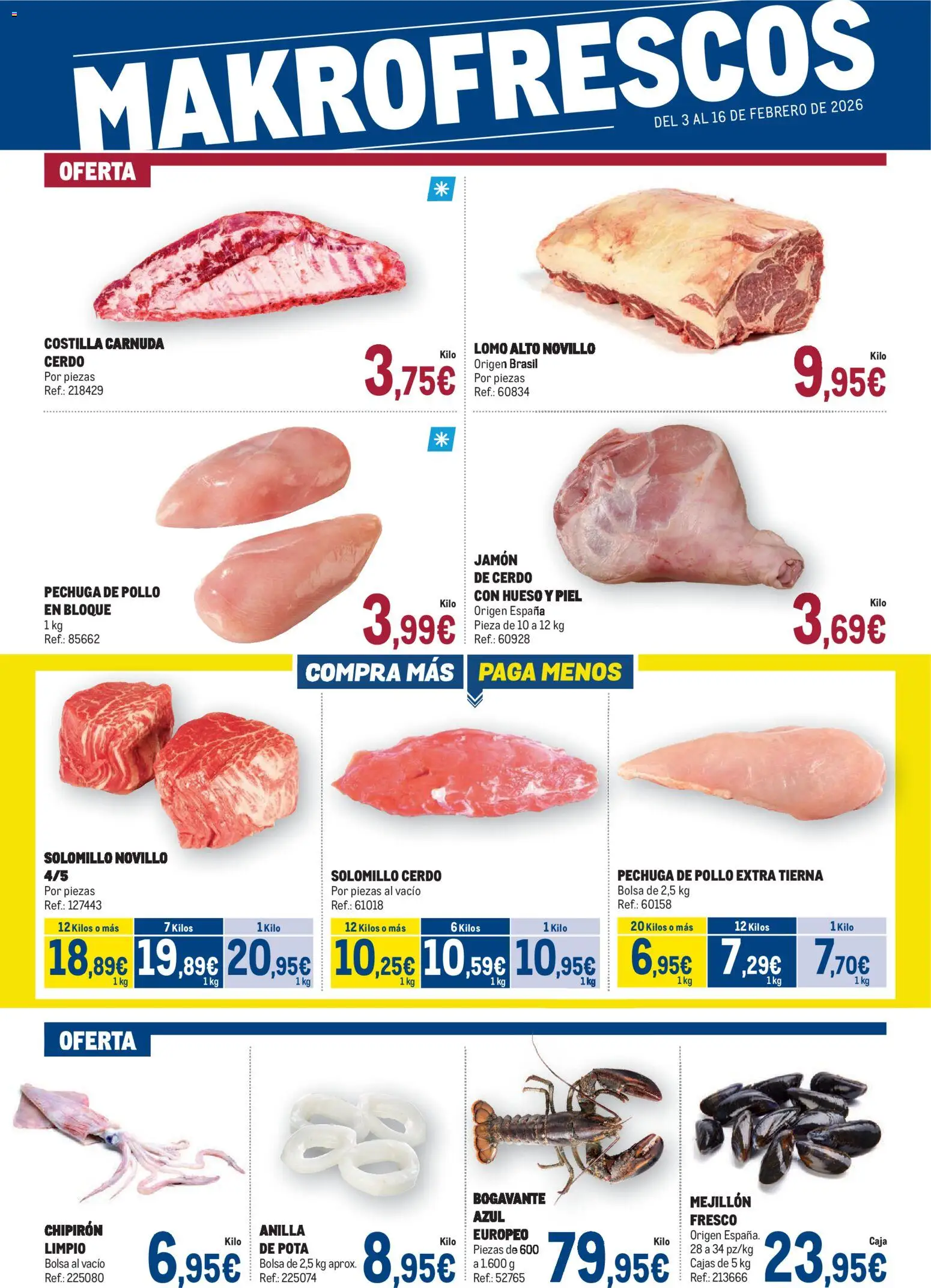 Vista previa del folleto de la tienda Makro válido desde el 03/02/2026 - Bolsa, Jamón, Cerdo, Caja, Lomo, Pollo