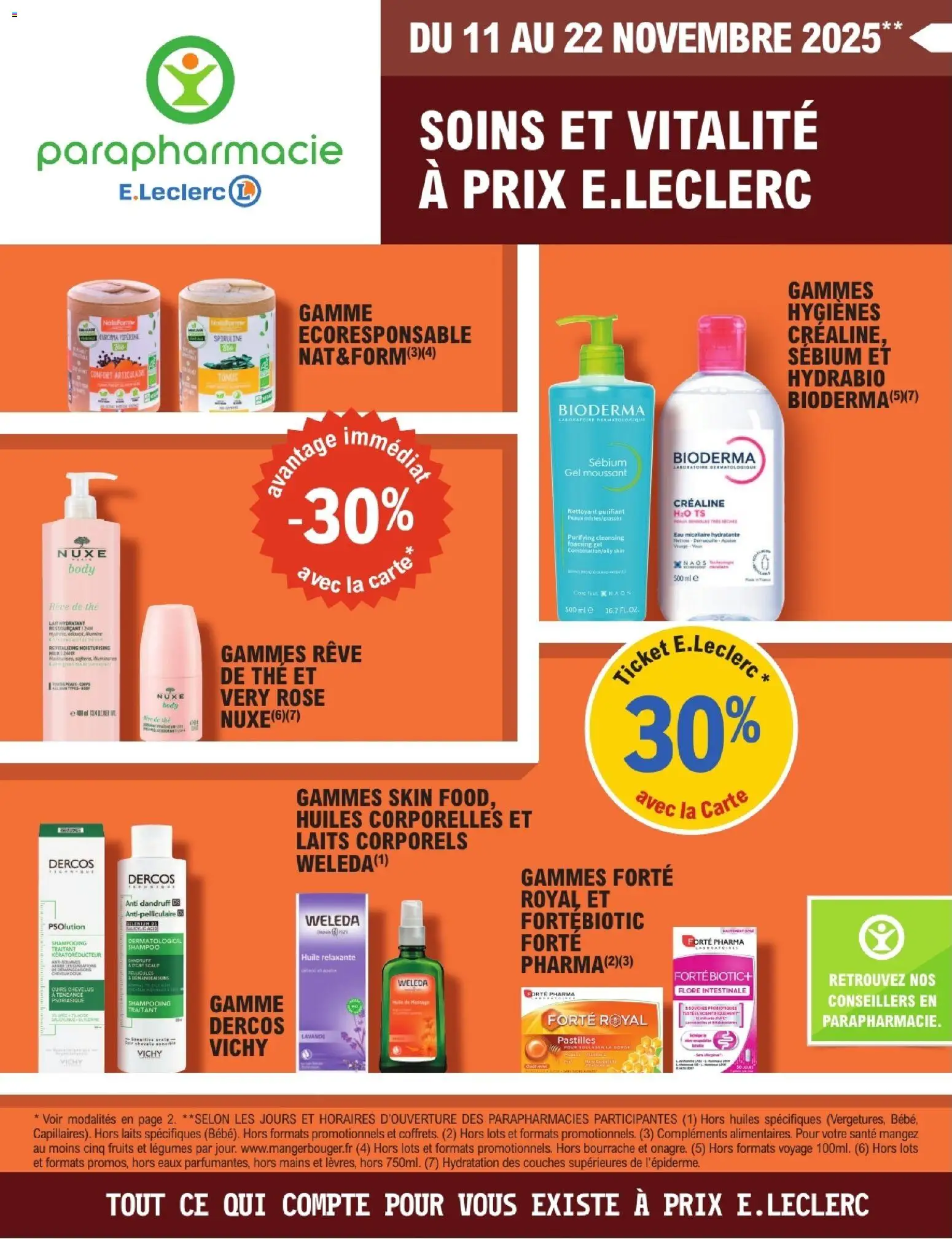 Prévisualisation de Catalogue soins et vitalité à prix du magasin E.Leclerc formulaire valide 11/11/2025