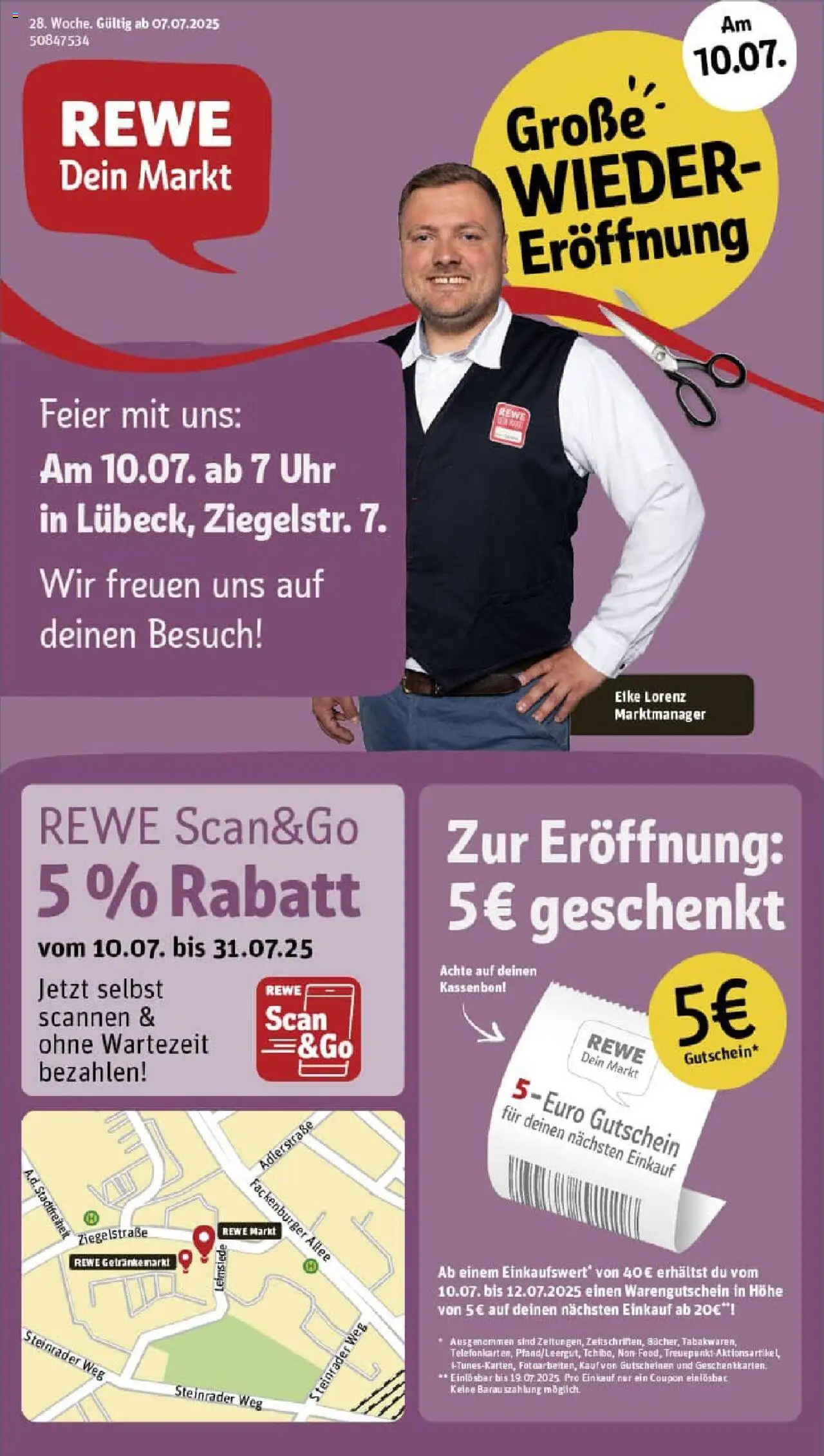 REWE Prospekt ab 06.07.2025 nächste Woche - Prospekt Lübeck - Uhr