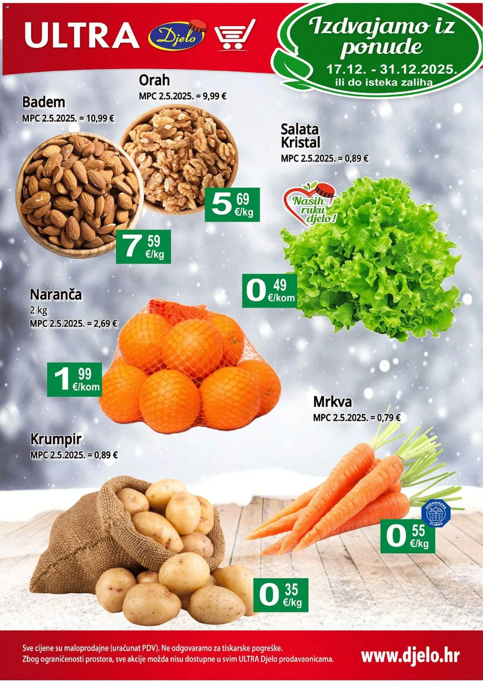 Pregled letka Trajanje akcije trgovine Djelo vrijedi od 17.12.2025