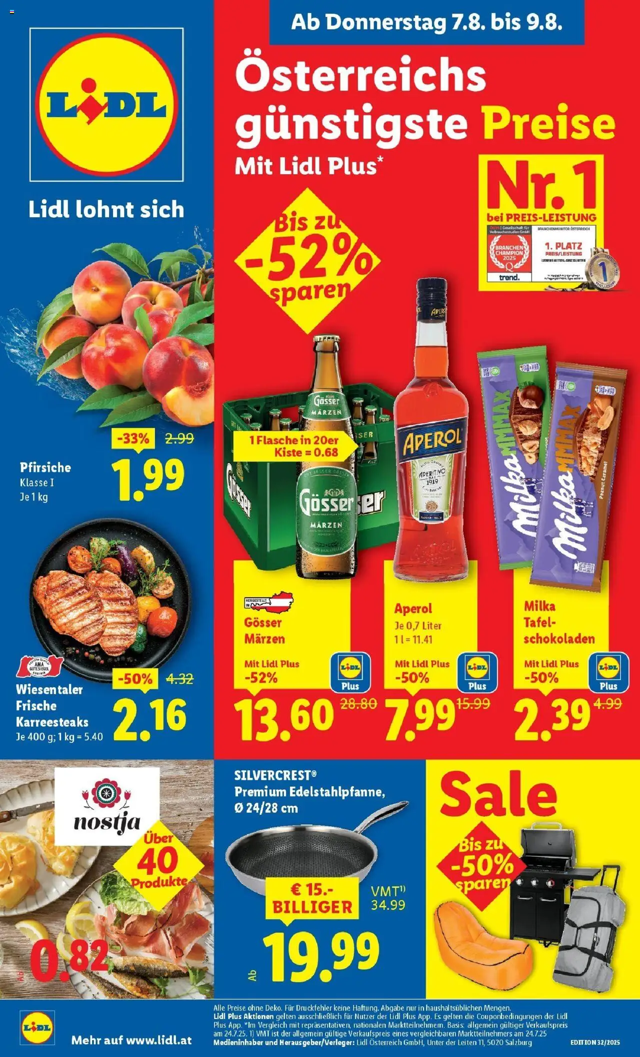  LIDL Flugblatt ab 07.08.2025 - Angebote "Salzburg, Jenbach, Dornbirn" - Seite 1