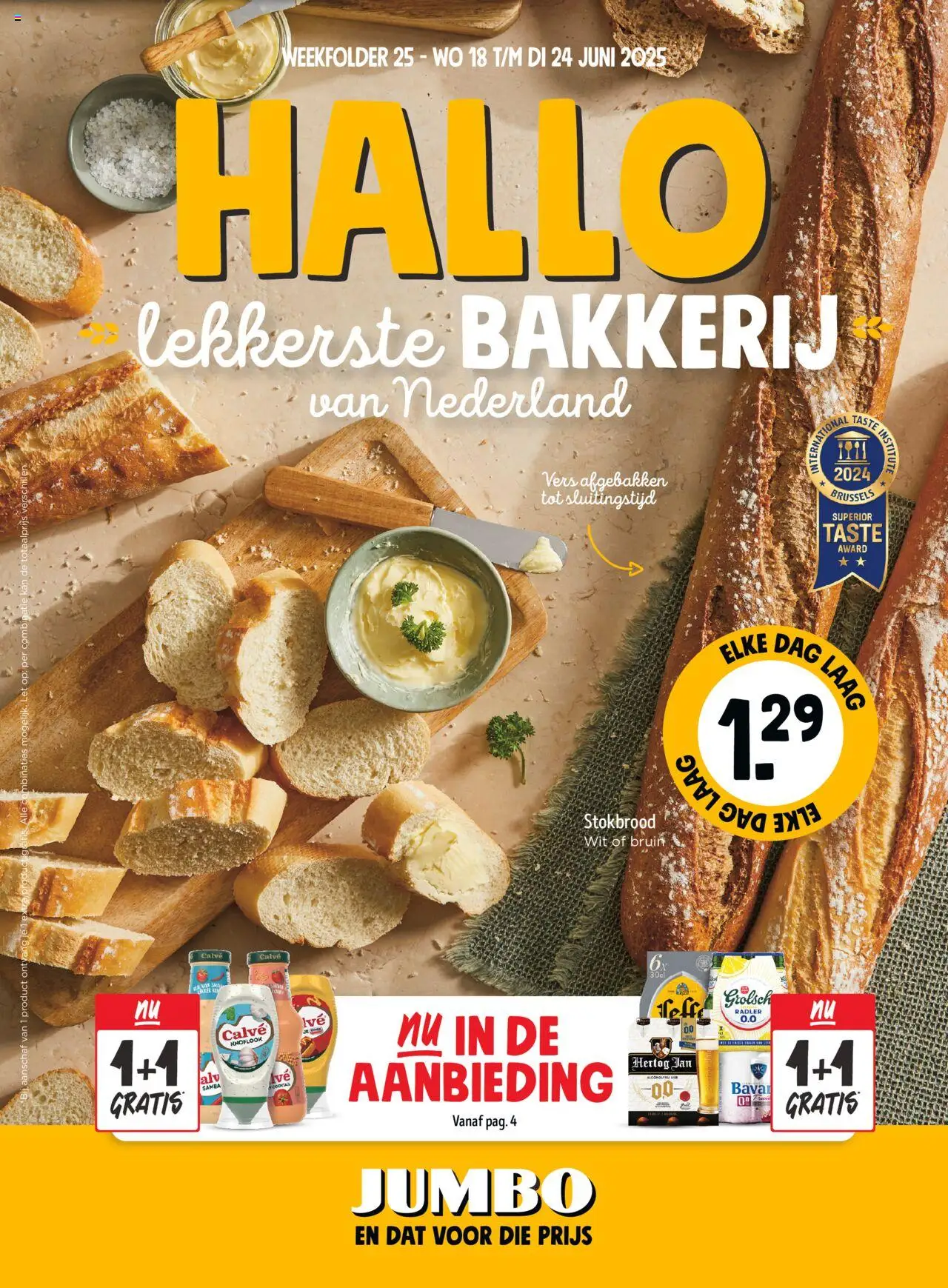 Jumbo shop Folder week 25 geldig vanaf 18-06-2025 - Paginanummer 1 - Bakkerij, Baguette, Knoflook, Stokbrood, Radler