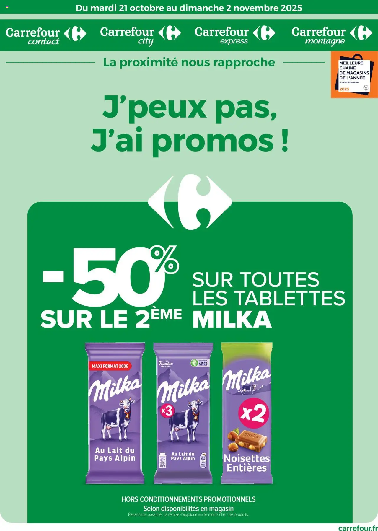 Catalogue J'peux pas, j'ai promos de la boutique Carrefour contact valable du 21/10/2025 - Page numéro 1