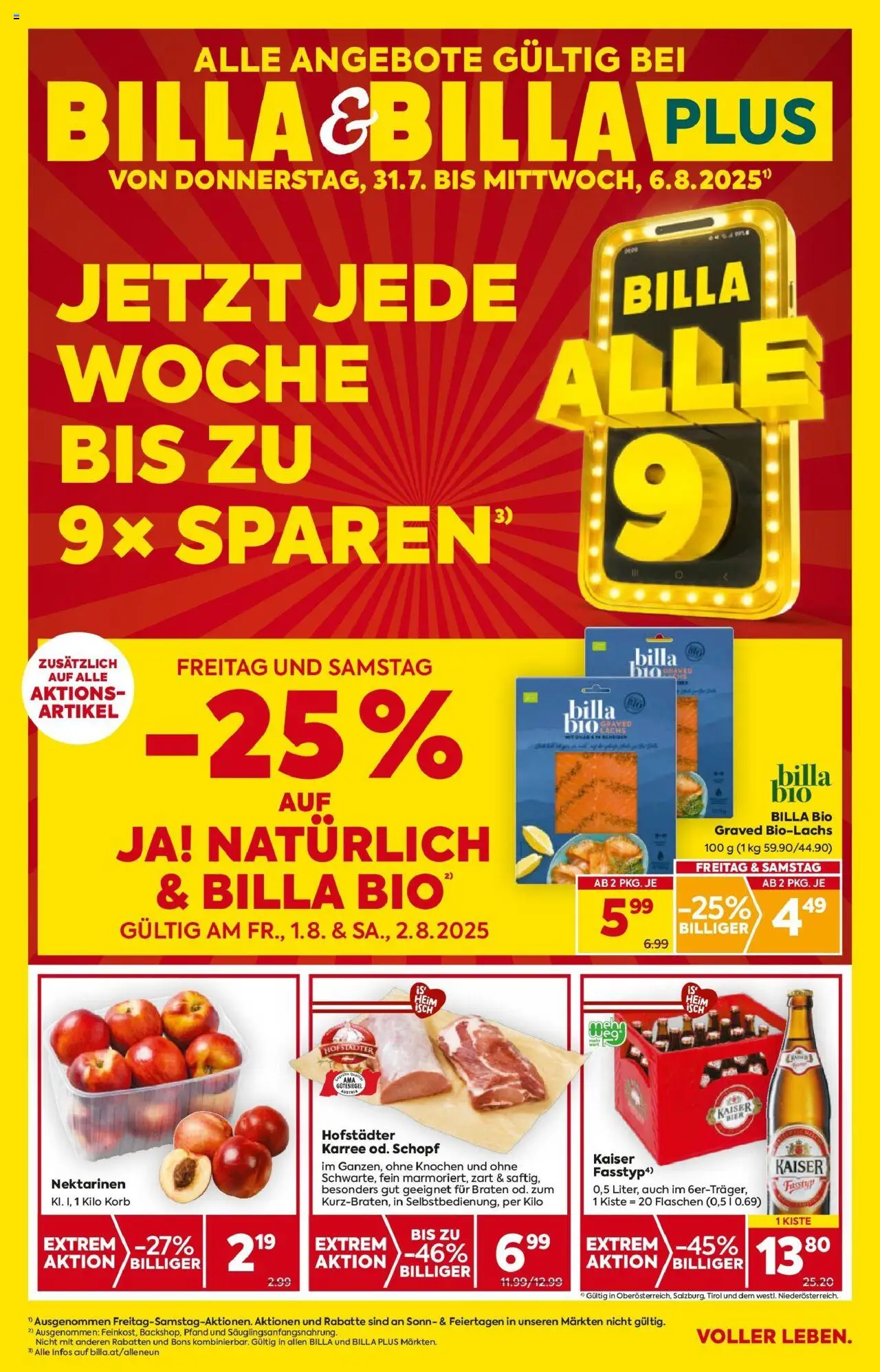  BILLA Flugblatt ab 31.07.2025 vorschau >> Amstetten, Neufurth (Amstetten) - Seite 1