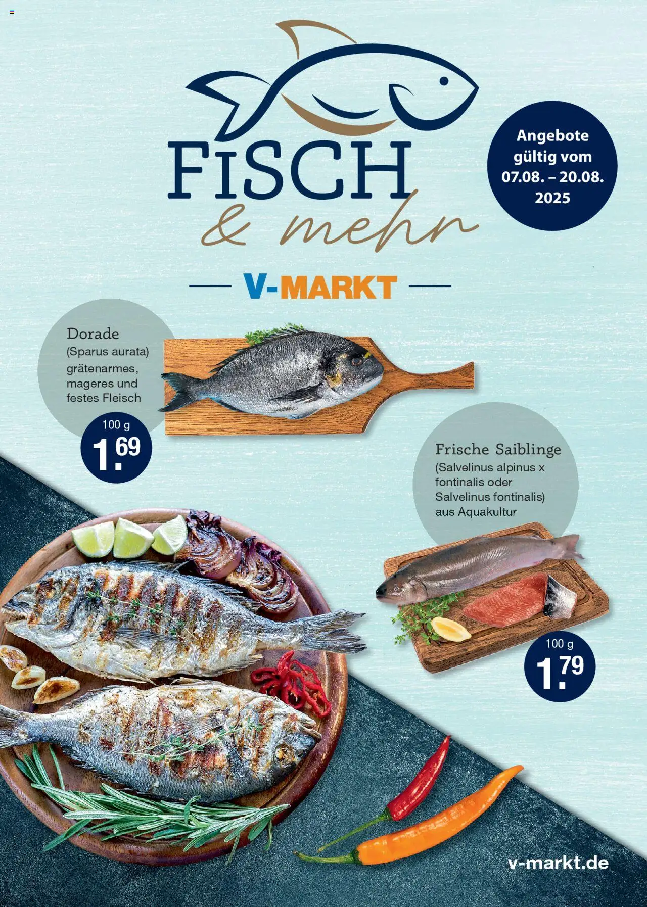 V-Markt Angebote (vom 07.08.2025) - Fischangebote München - Fisch, Fleisch, Dorade