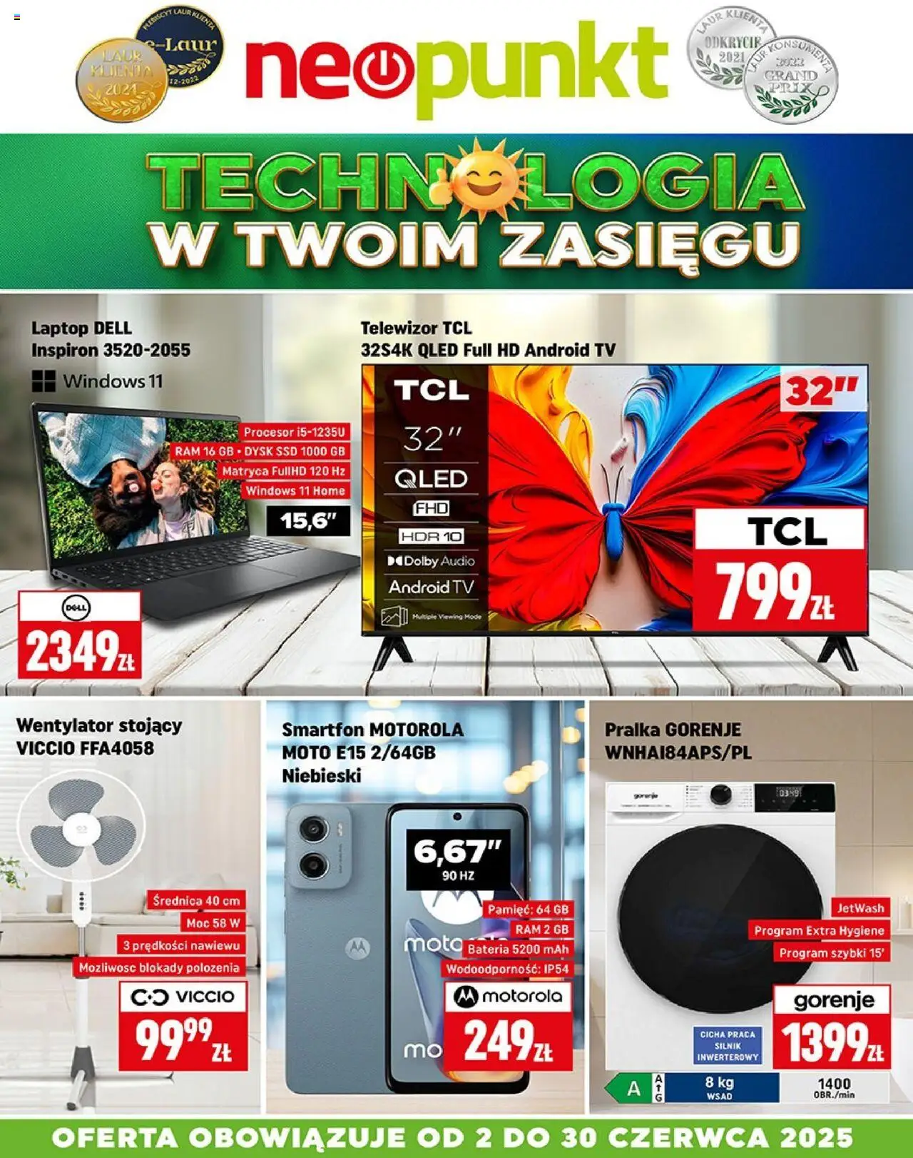 Neopunkt Gazetka od 02.06.2025 - Nowa Gazetka - Numer strony 1 - Smartfon, Laptop, Telewizor, Audio, Wentylator, Bateria, Telewizor TCL, Wentylator stojący