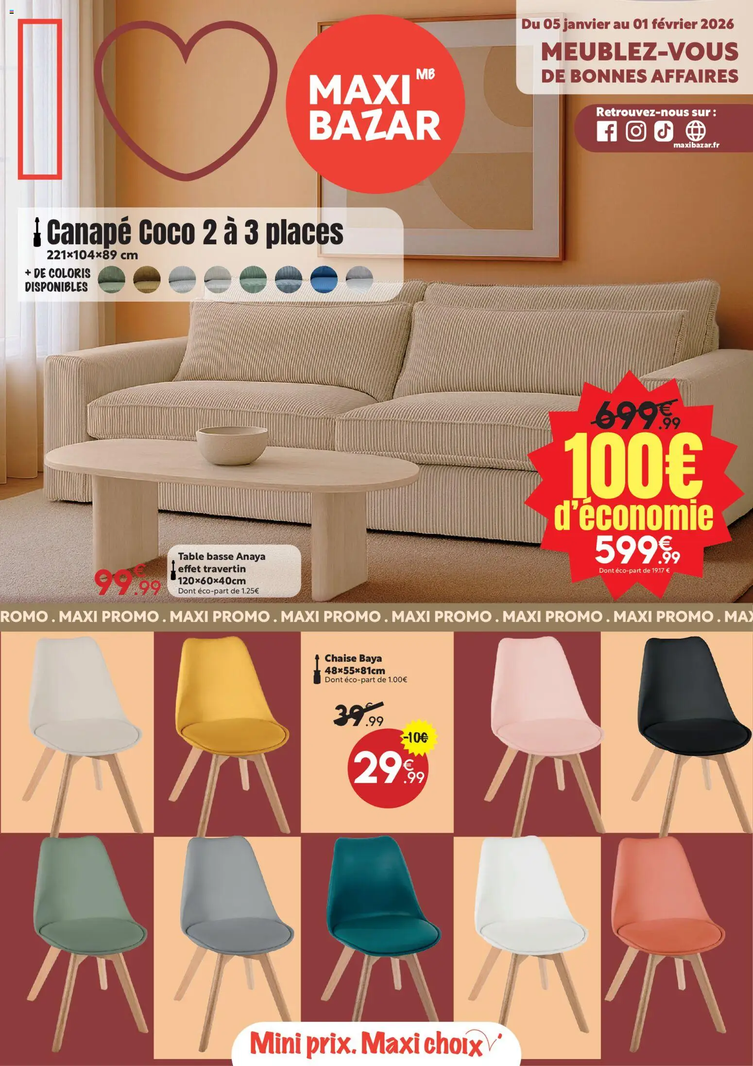 Prévisualisation de Catalogue Meublez-vous de bonnes affaires du magasin Maxi Bazar formulaire valide 05/01/2026